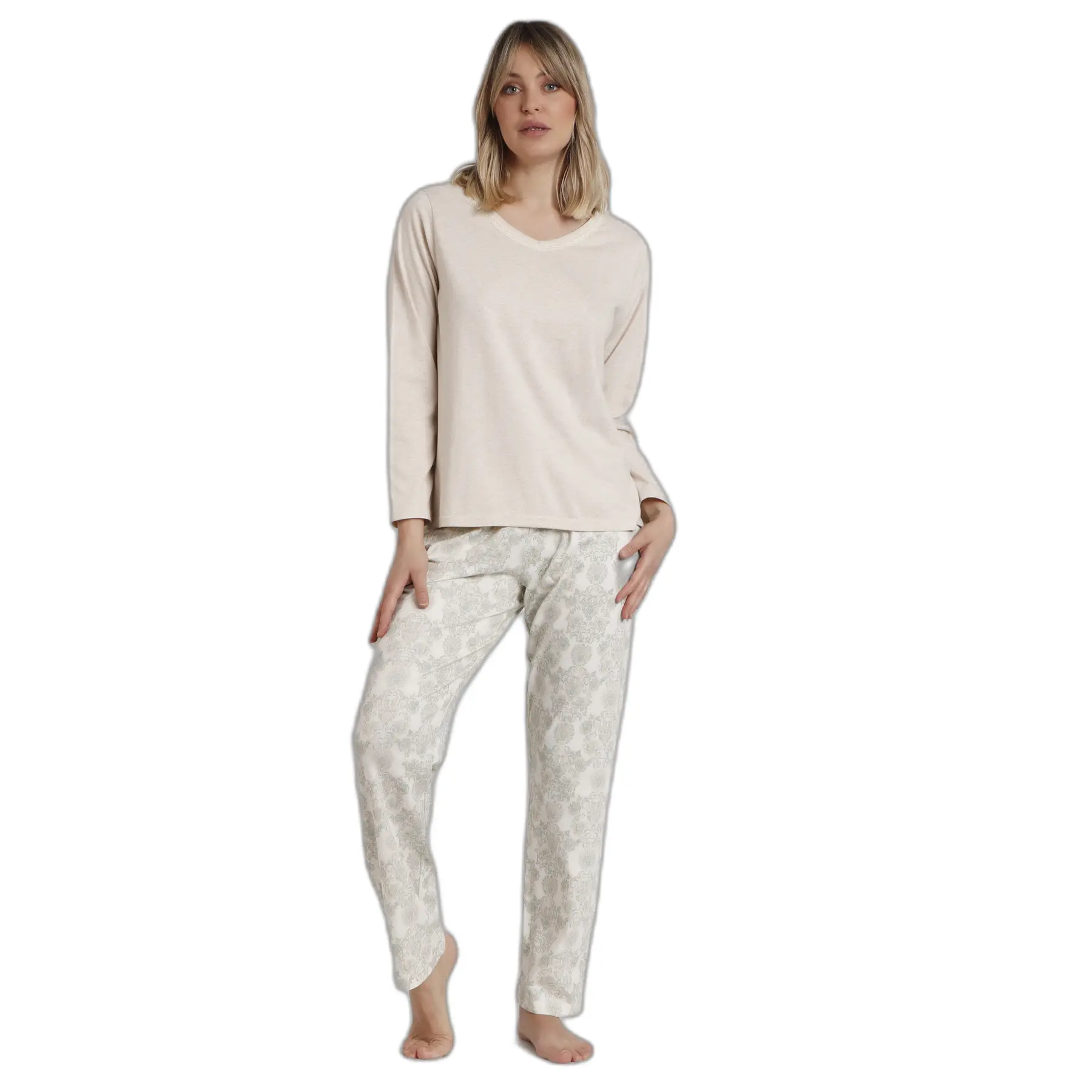 8433623807657 - Damen Langarm-Pyjama Classic Aqua