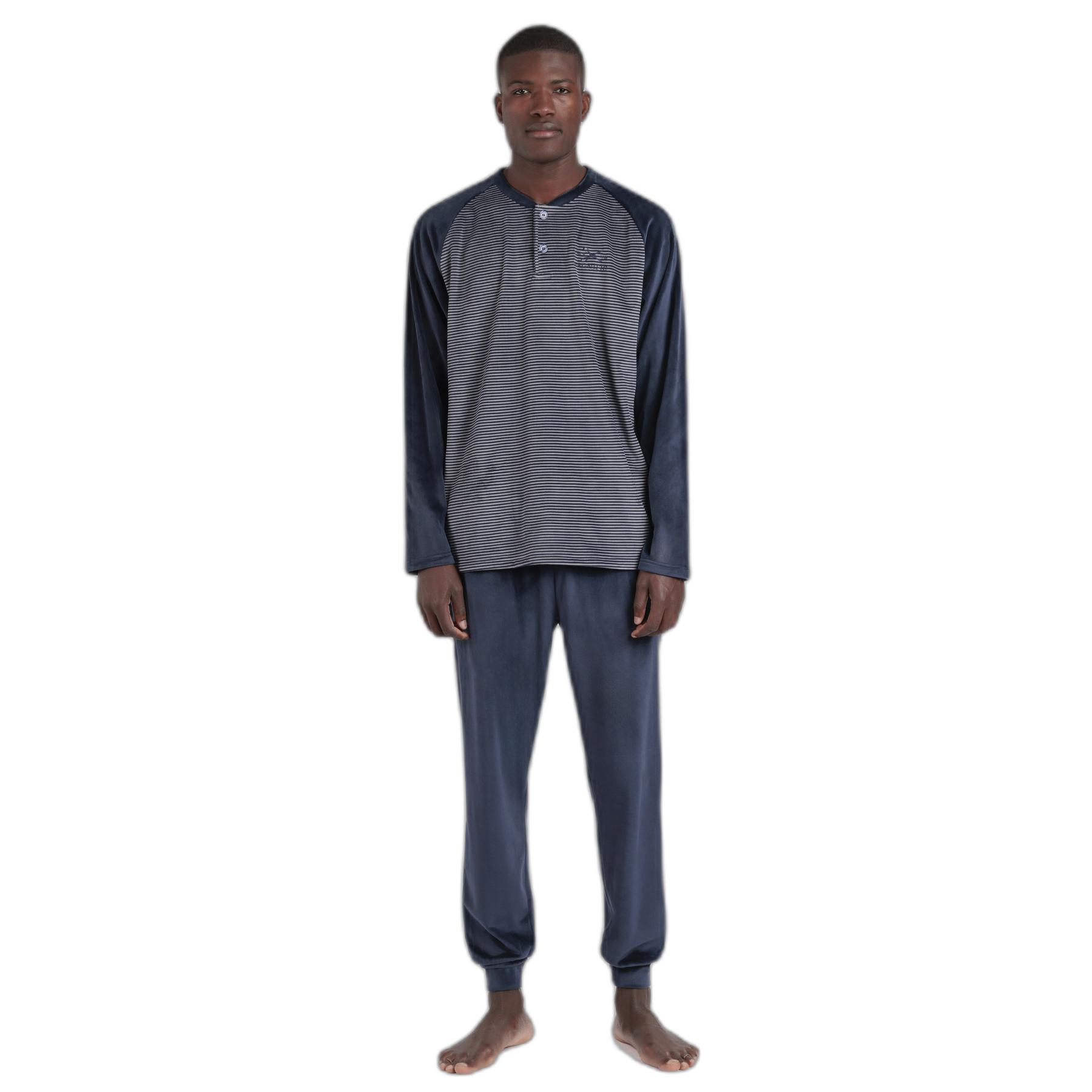 8433623788147 - Langarm-velours-Pyjama Magnific Basic Stripes