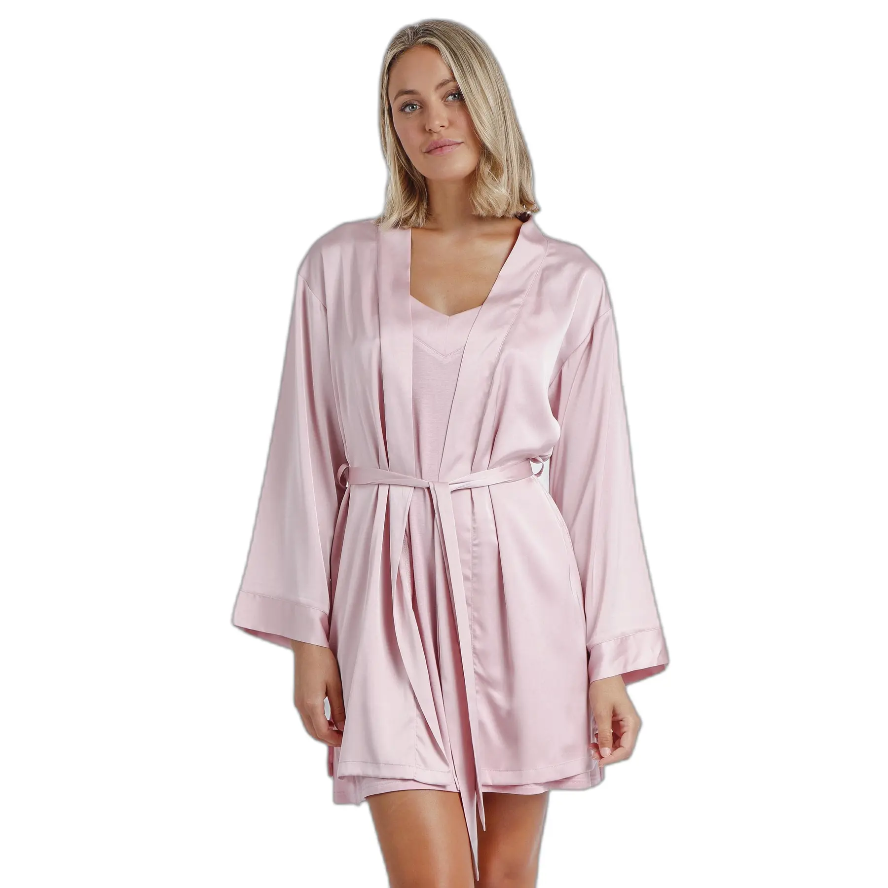 Langarm-Bademantel mit Satineinsatz für Damen Admas Classic
