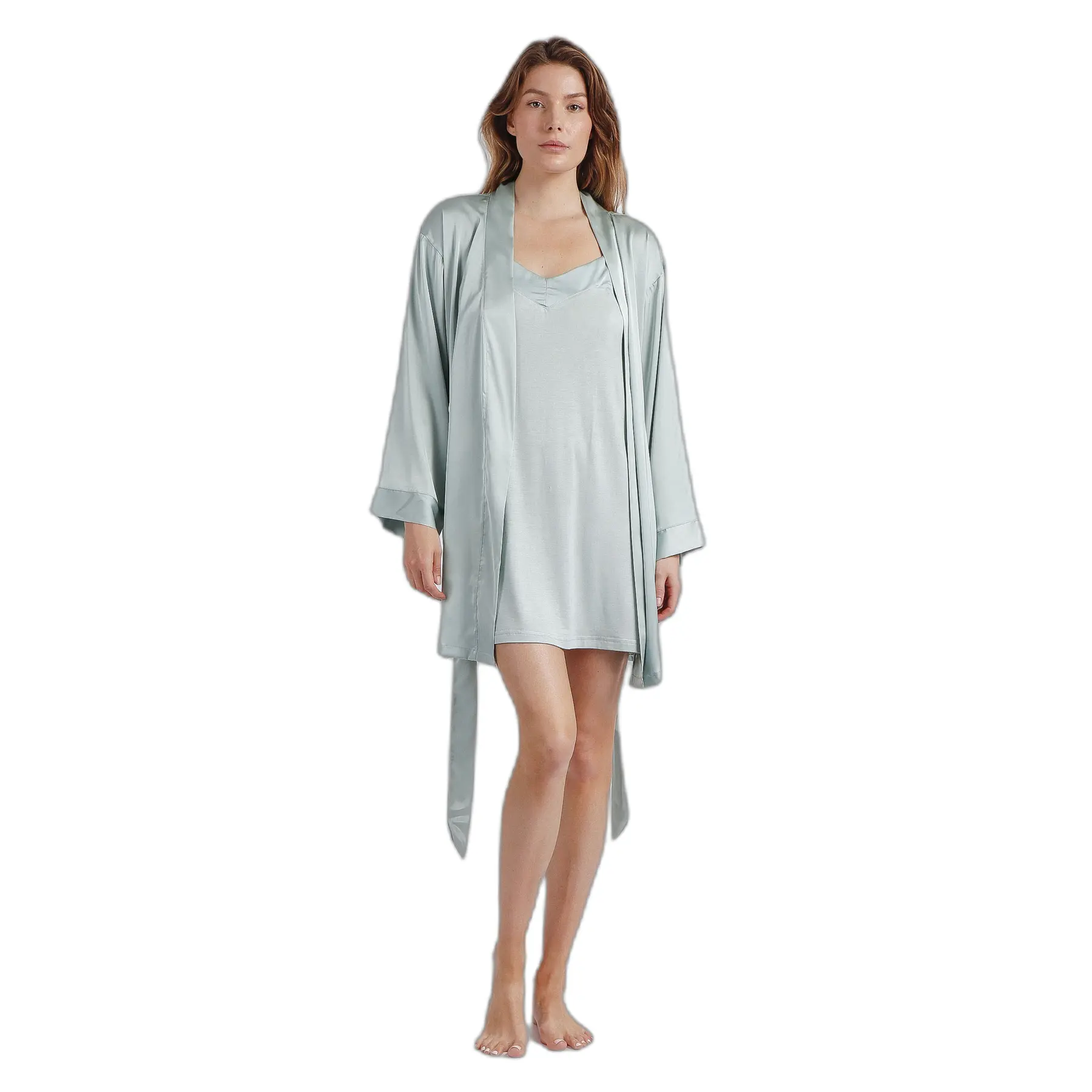 Langarm-Bademantel mit Satineinsatz für Damen Admas Classic
