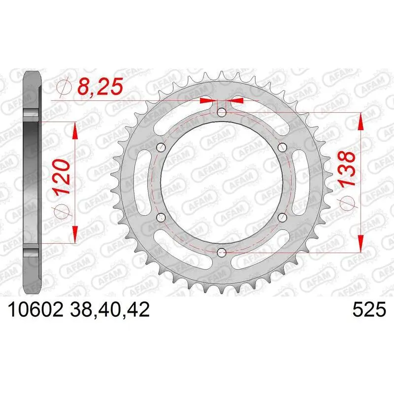 Stalen motortandwiel Afam 525 10602