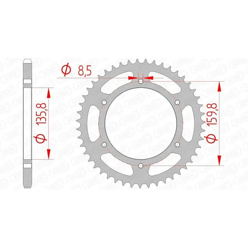 Stalen motortandwiel achteraan Afam 520 40 dents