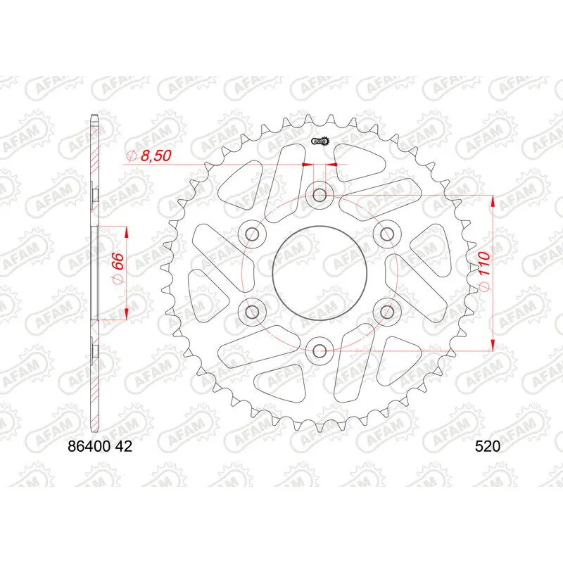 Stalen motorfietskroon Afam 520 Triumph Speed 400