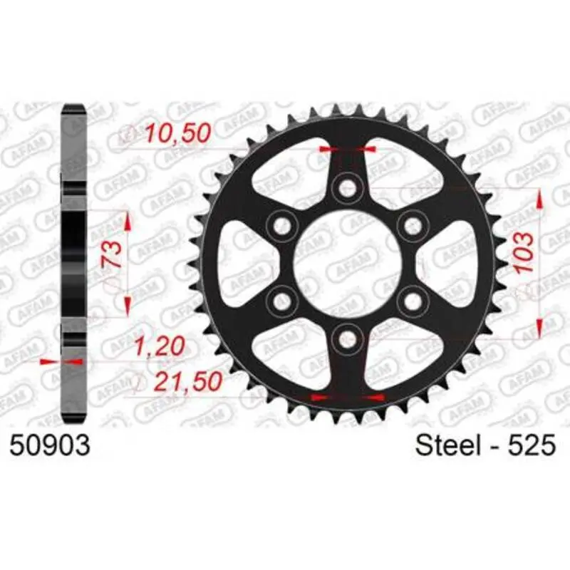Standard Stahl Motorradkranz Afam 525