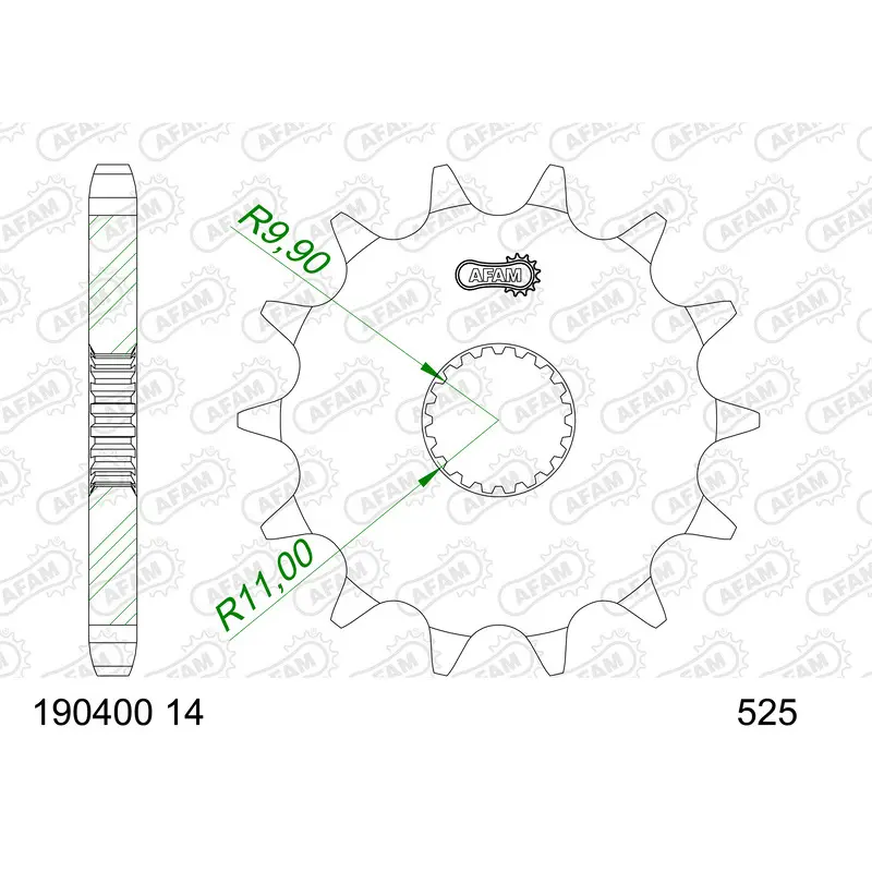 Stalen motortandwiel voor Afam 525 14 dents