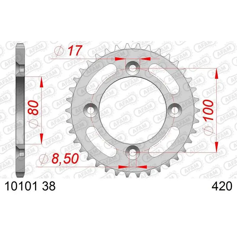 Stalen tandwiel Afam 420 38 dents