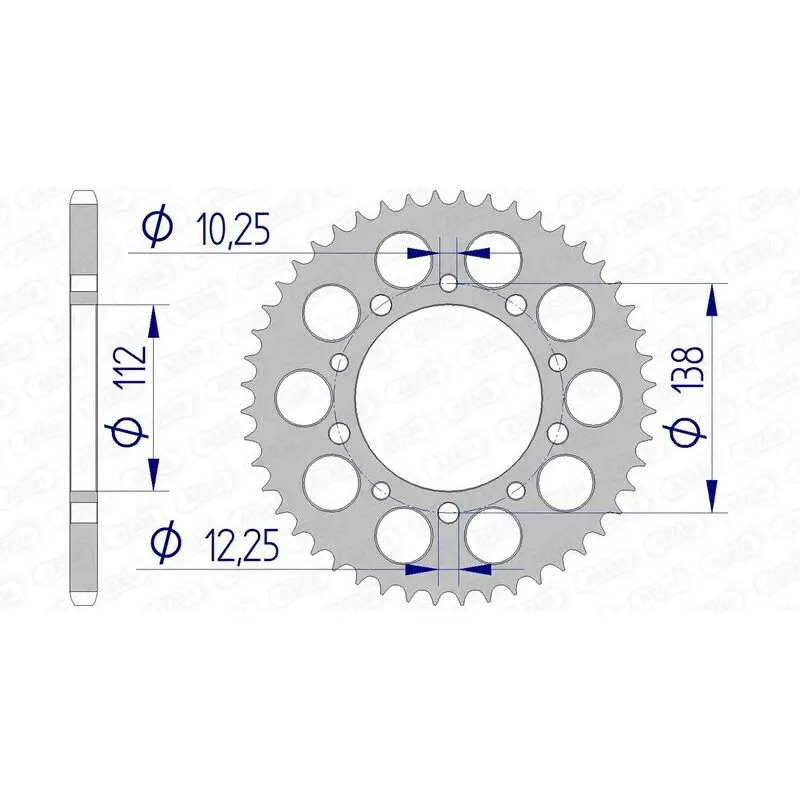 Couronne moto alu standaard Afam Honda/Yamaha 520
