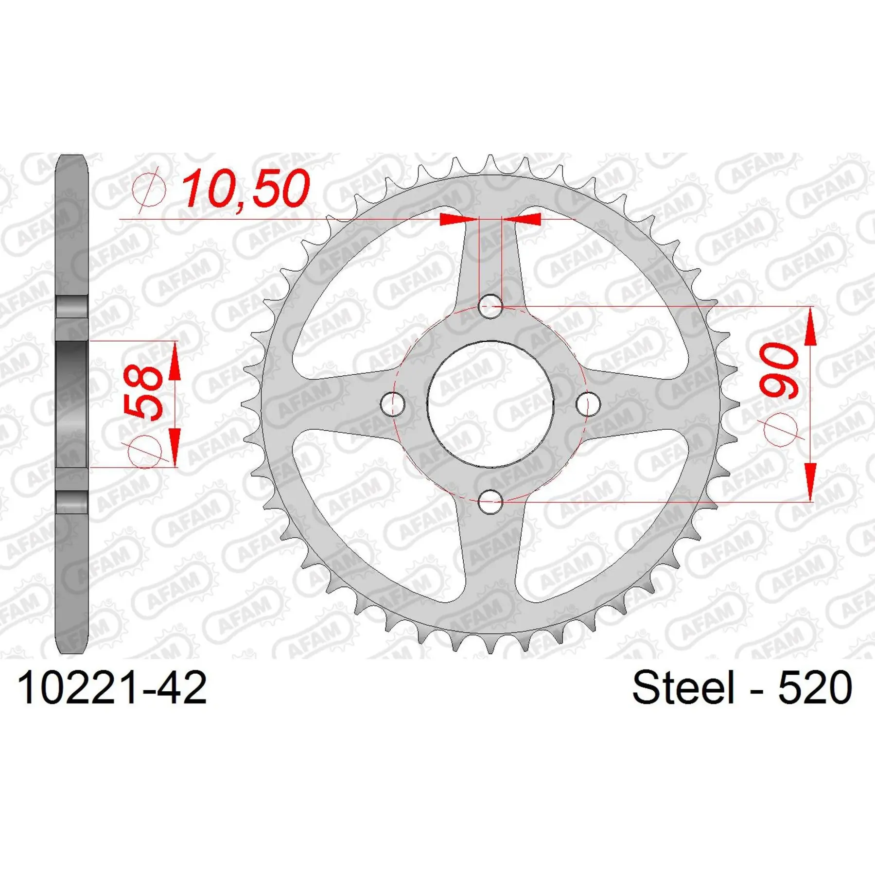 Ritzel aus Stahl Afam 520 42 dents