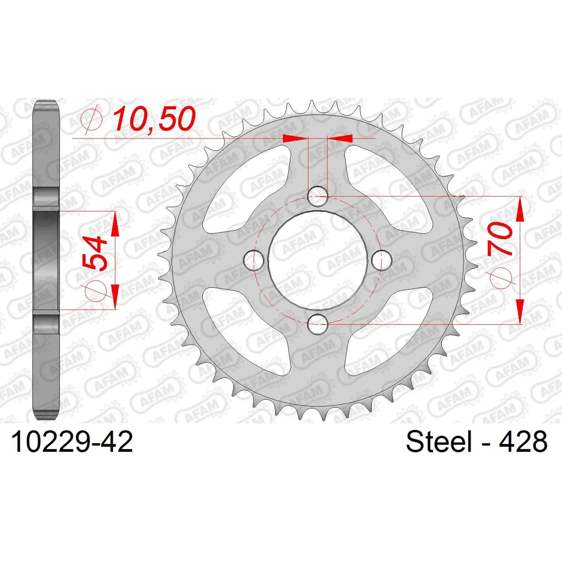Ritzel aus Stahl Afam 428 42 dents