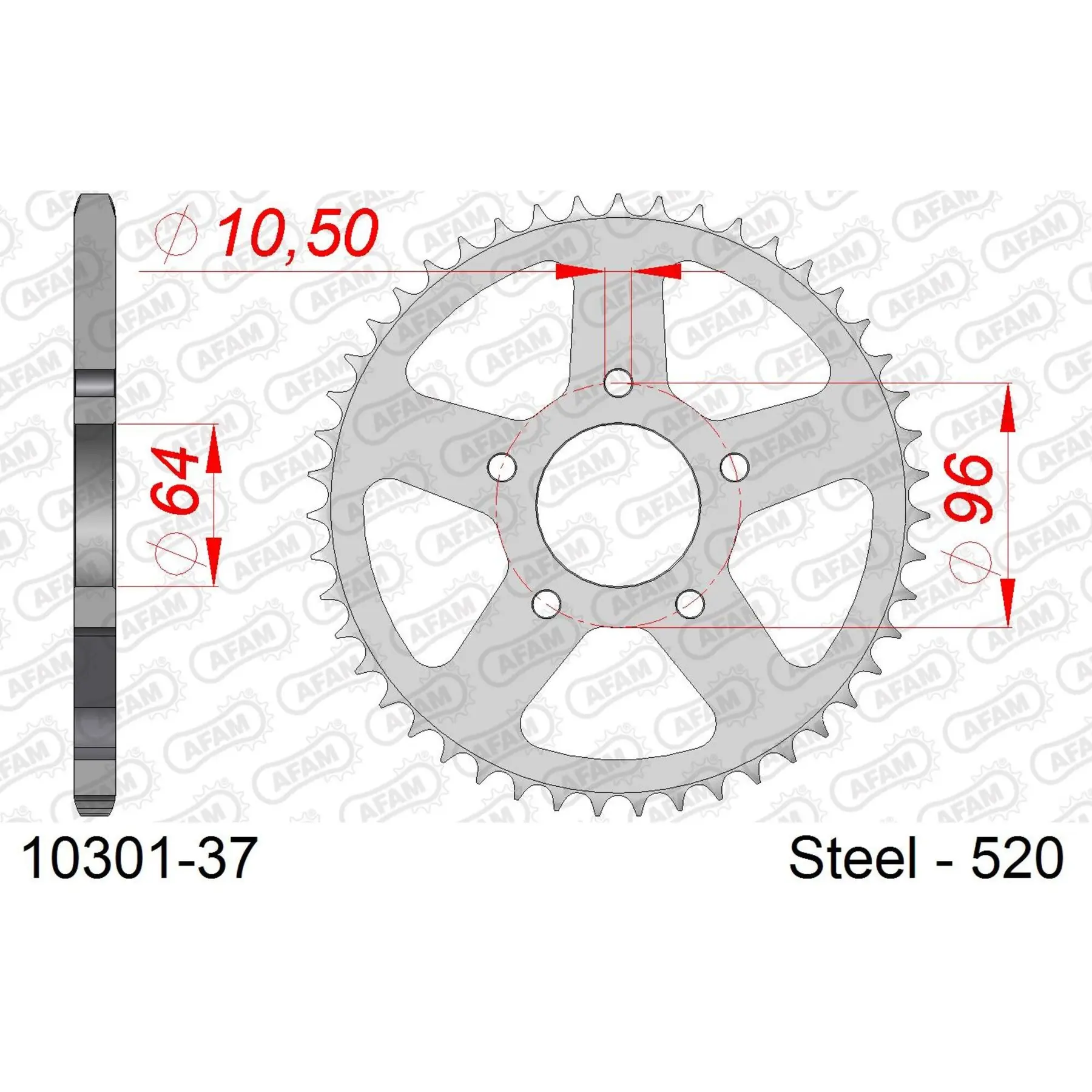 Ritzel aus Stahl Afam 520 37 dents