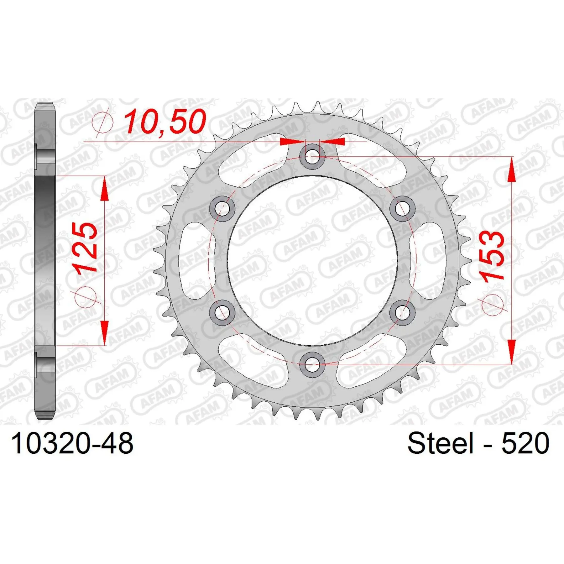 Ritzel aus Stahl Afam 520 48 dents