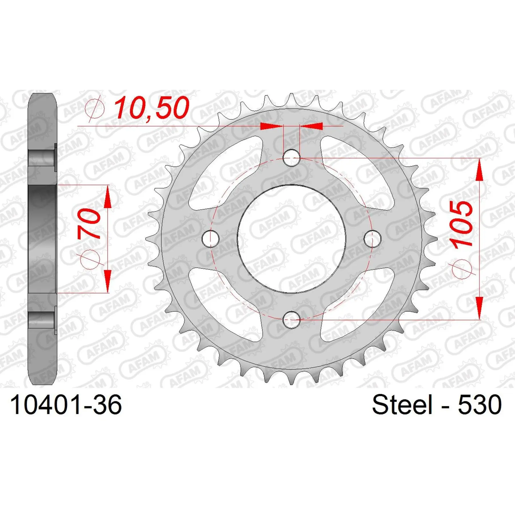 Ritzel aus Stahl Afam 530 36 dents