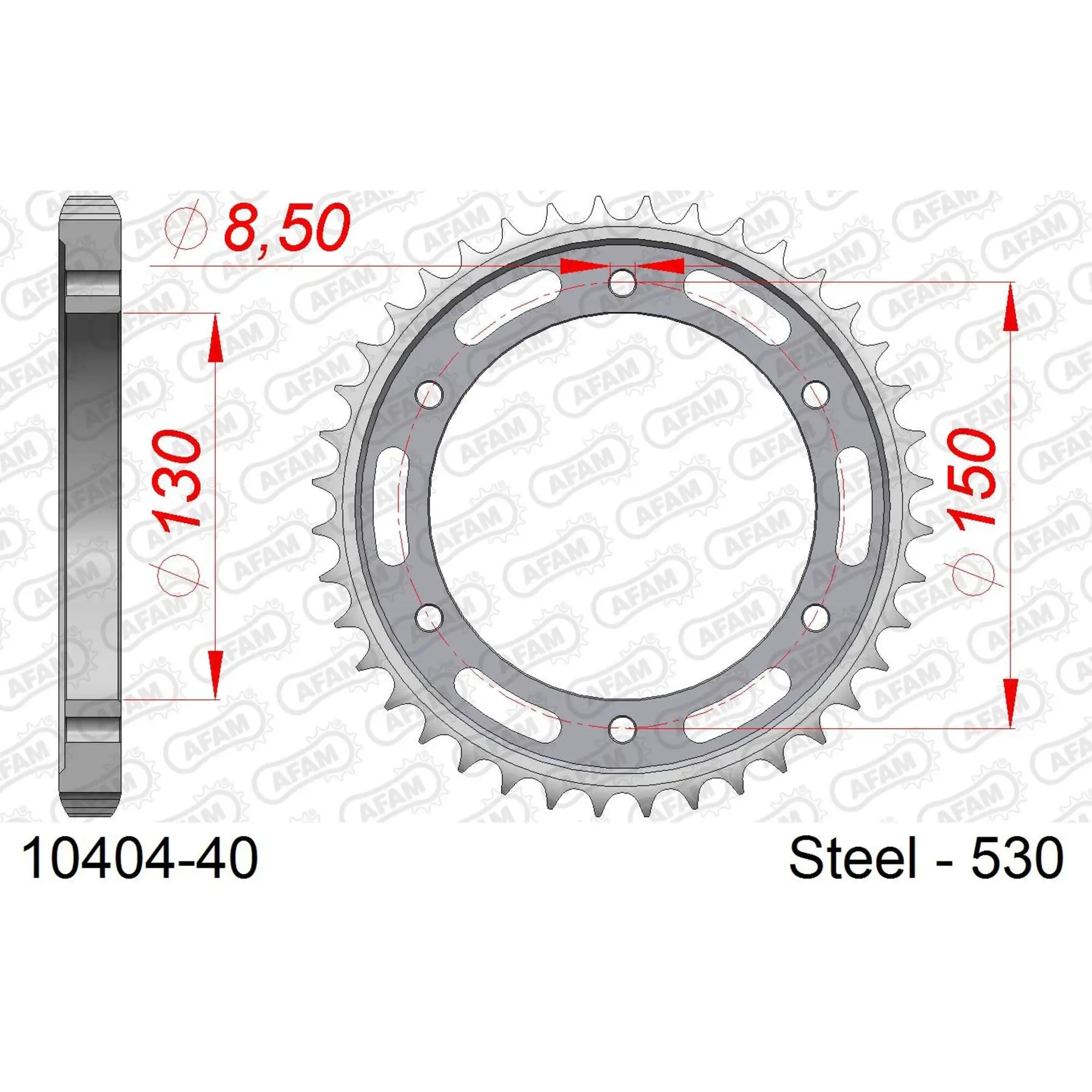 Ritzel aus Stahl Afam 530 40 dents