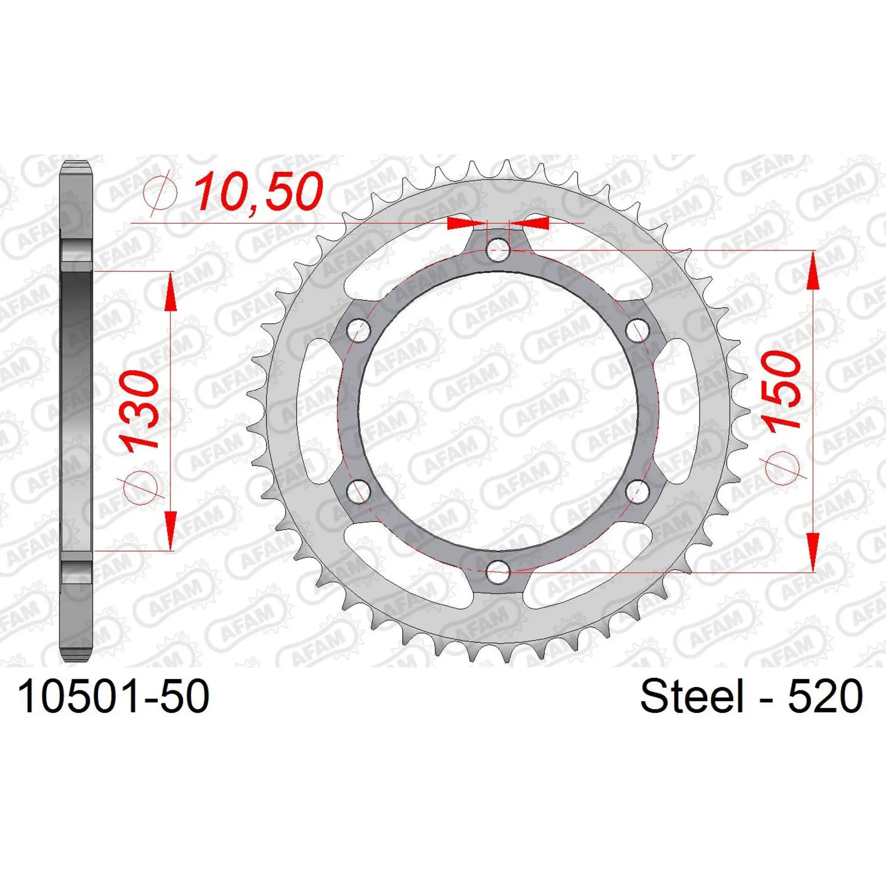 Ritzel aus Stahl Afam 520 50 dents