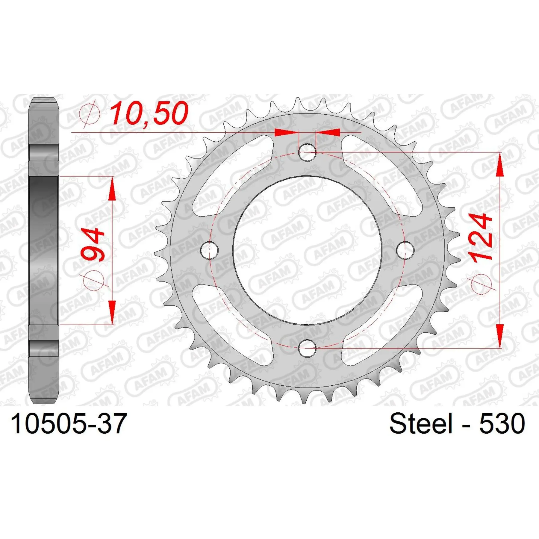 Ritzel aus Stahl Afam 530 37 dents