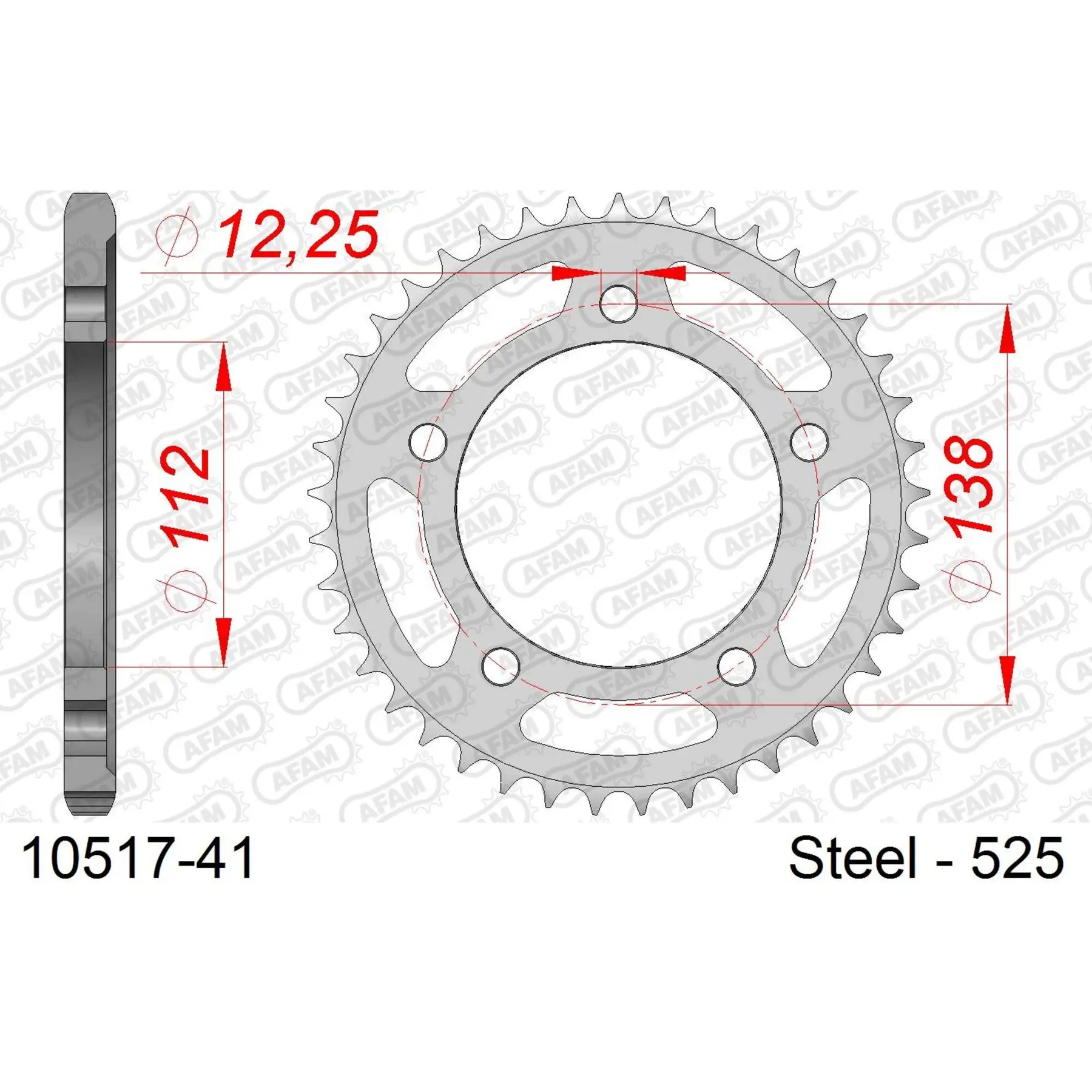 Ritzel aus Stahl Afam 525 41 dents