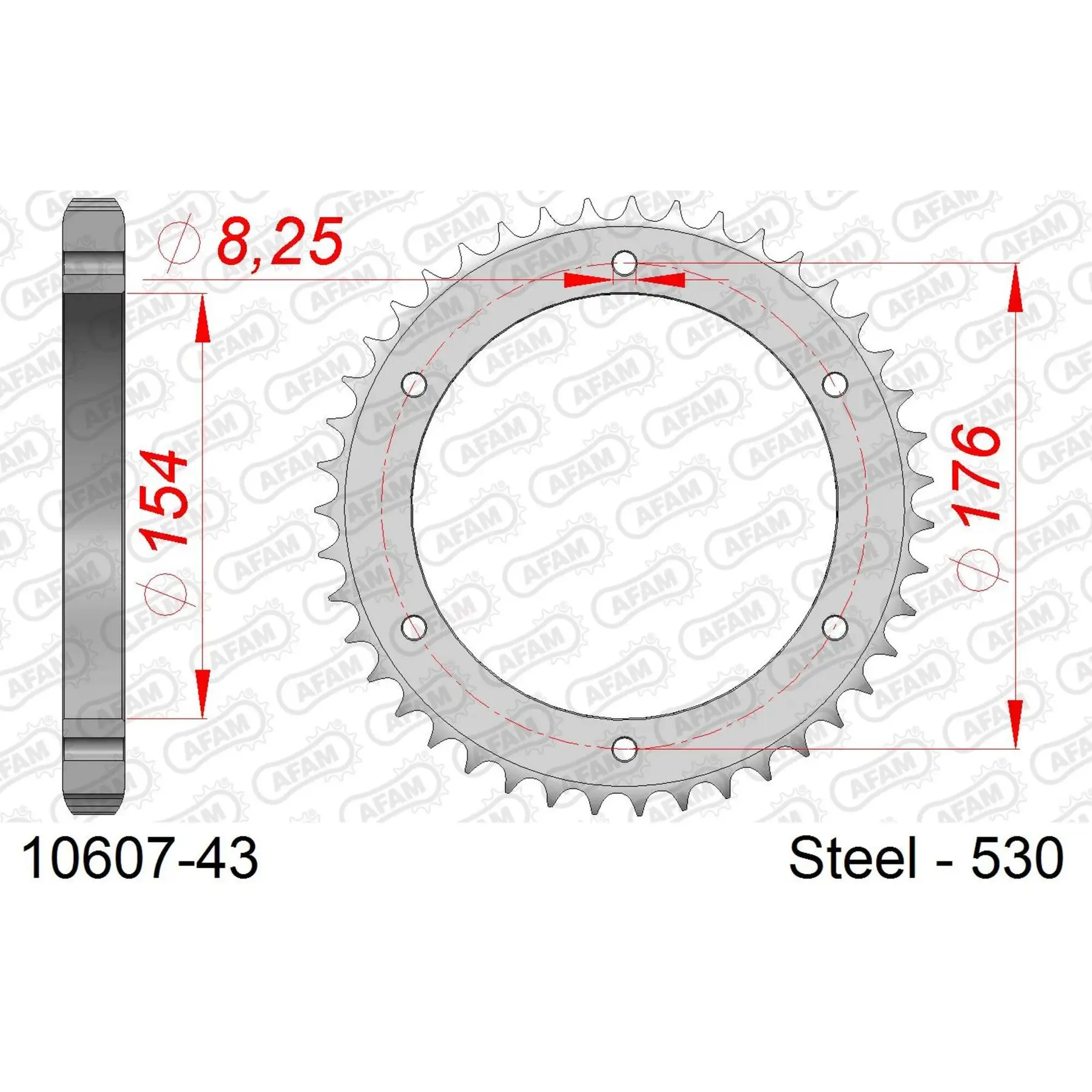 Pignon en acier Afam 530 43 dents