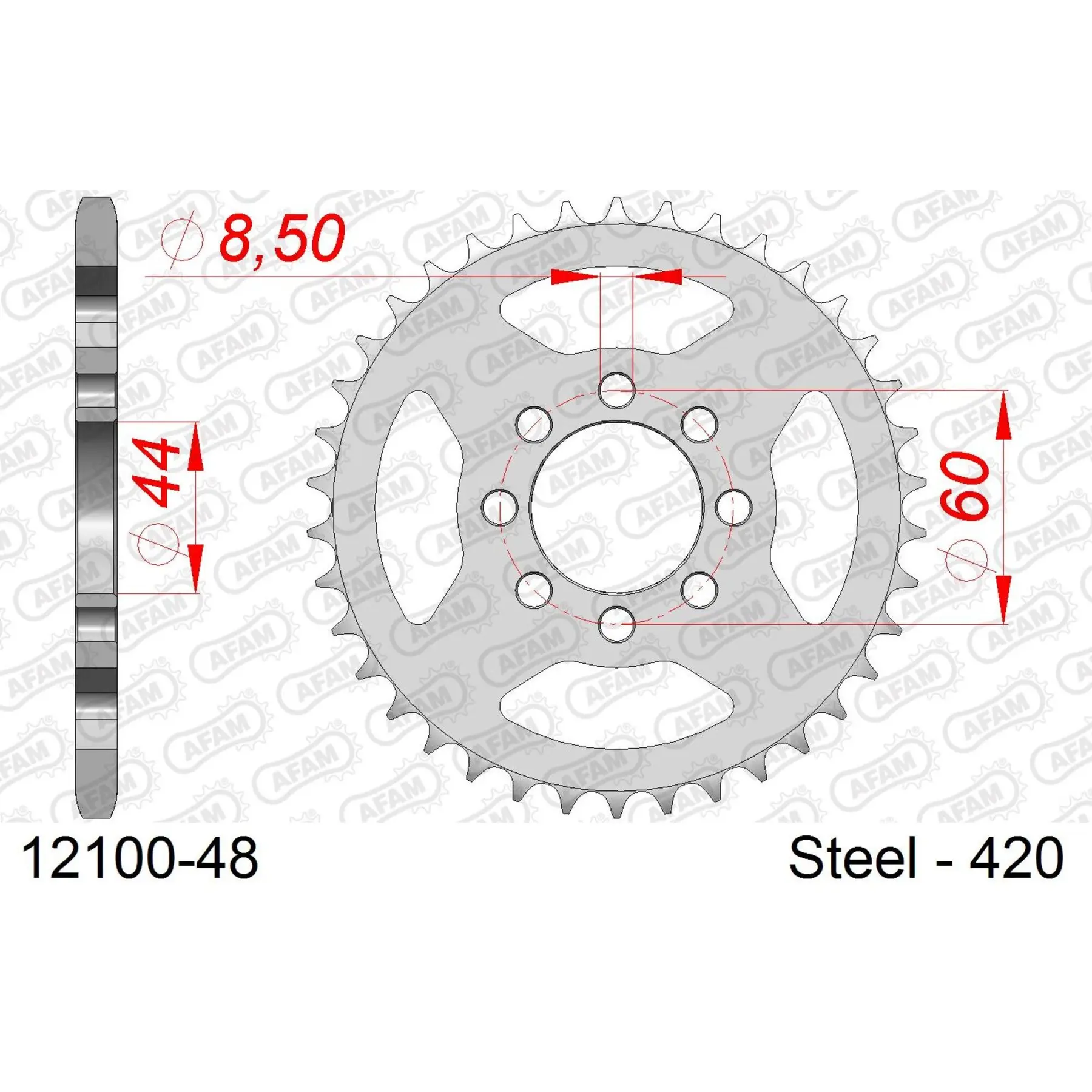 Ritzel aus Stahl Afam 420 48 dents