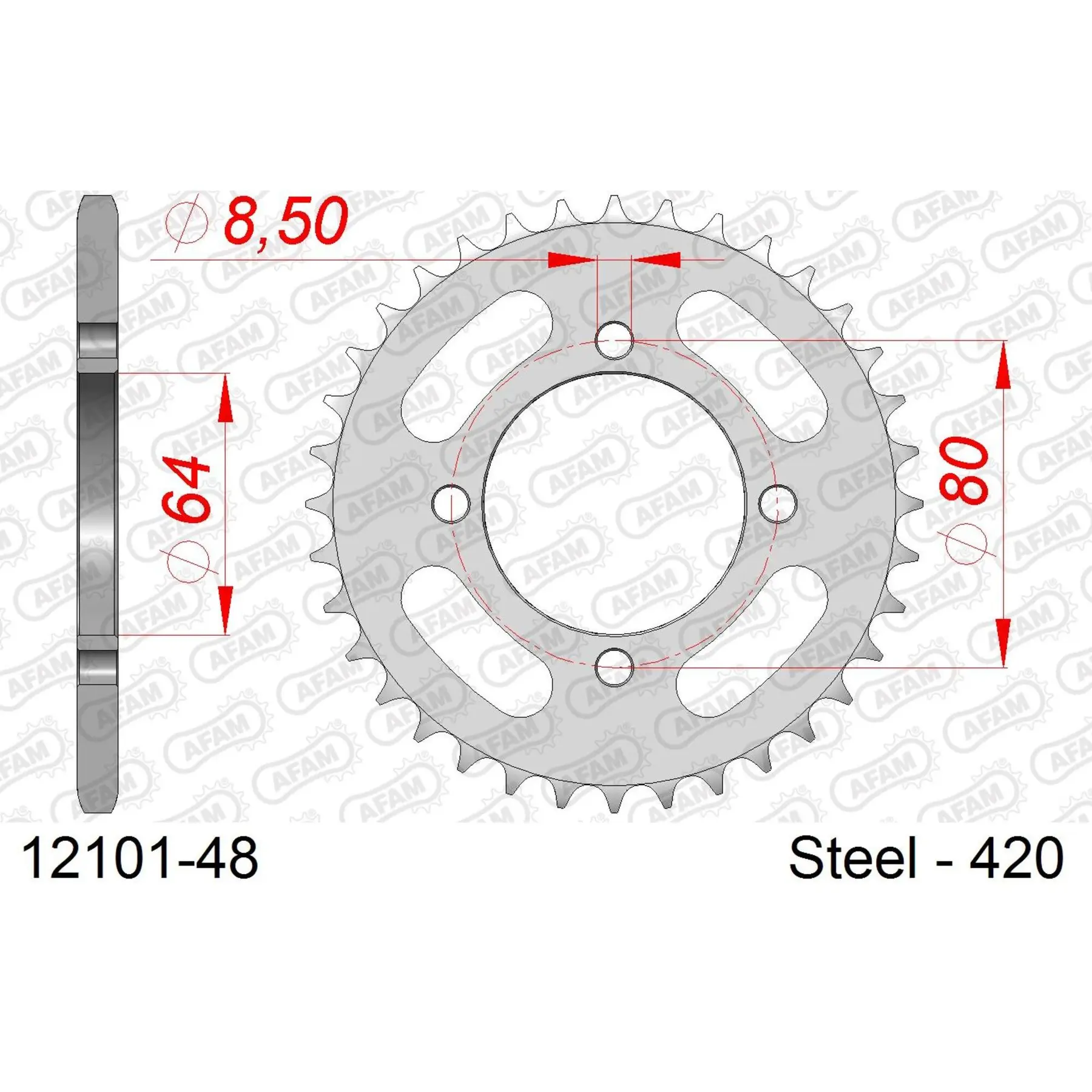 Ritzel aus Stahl Afam 420 48 dents