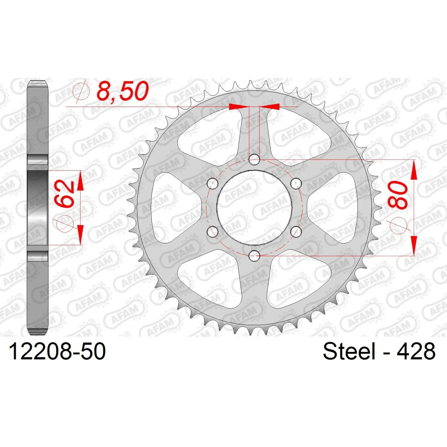 Ritzel aus Stahl Afam 428 50 dents