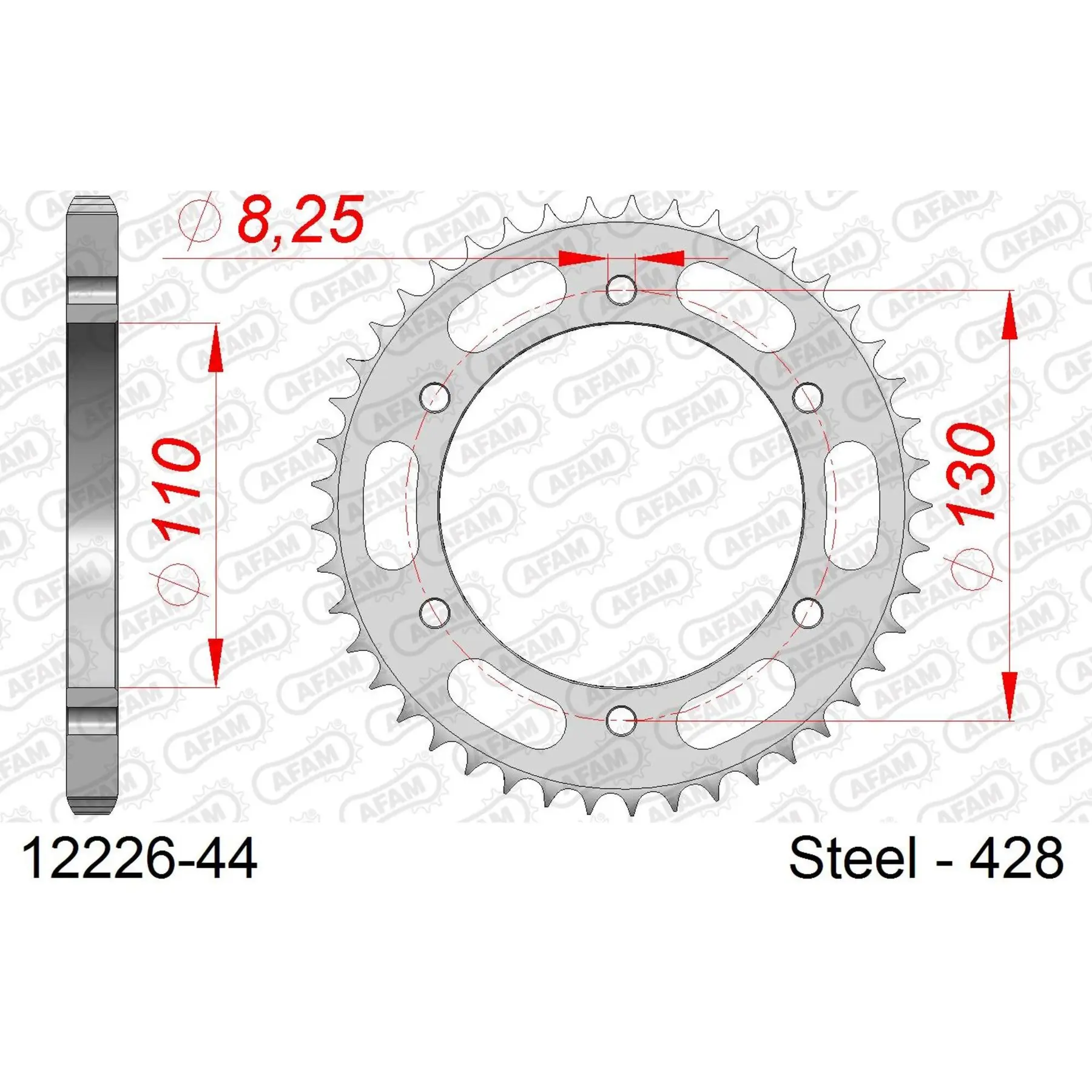 Ritzel aus Stahl Afam 428 44 dents