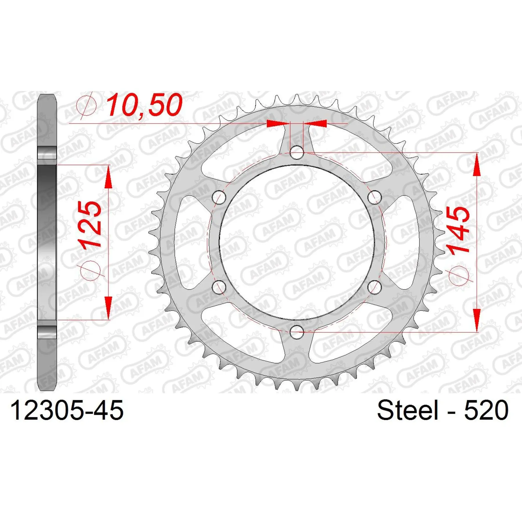 Ritzel aus Stahl Afam 520 45 dents