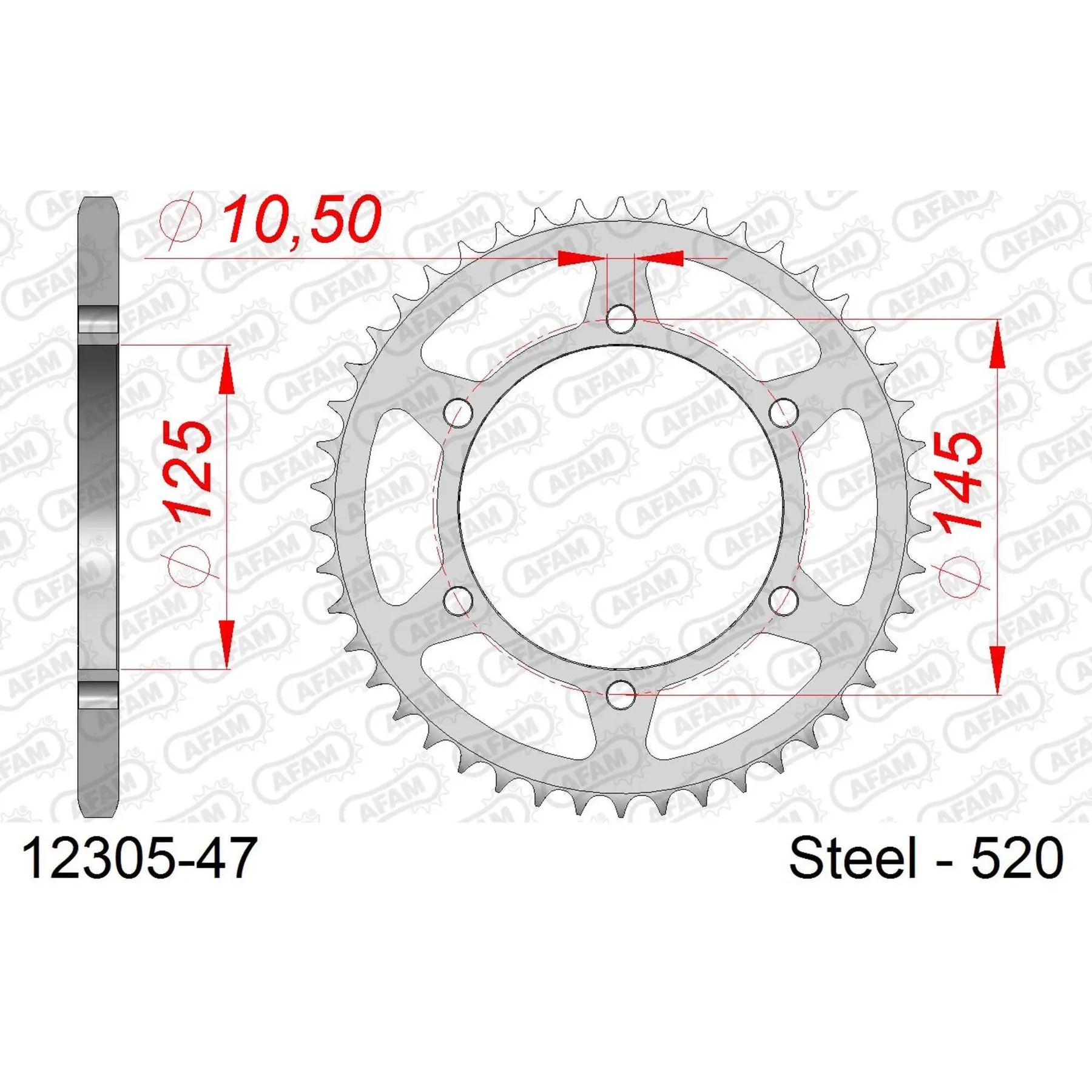 Ritzel aus Stahl Afam 520 47 dents