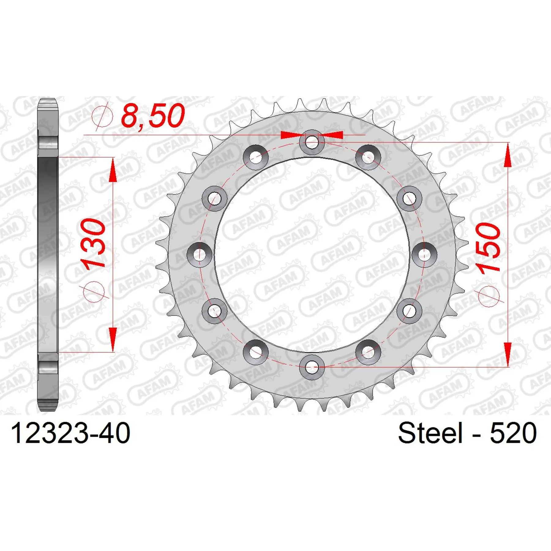Ritzel aus Stahl Afam 520 40 dents