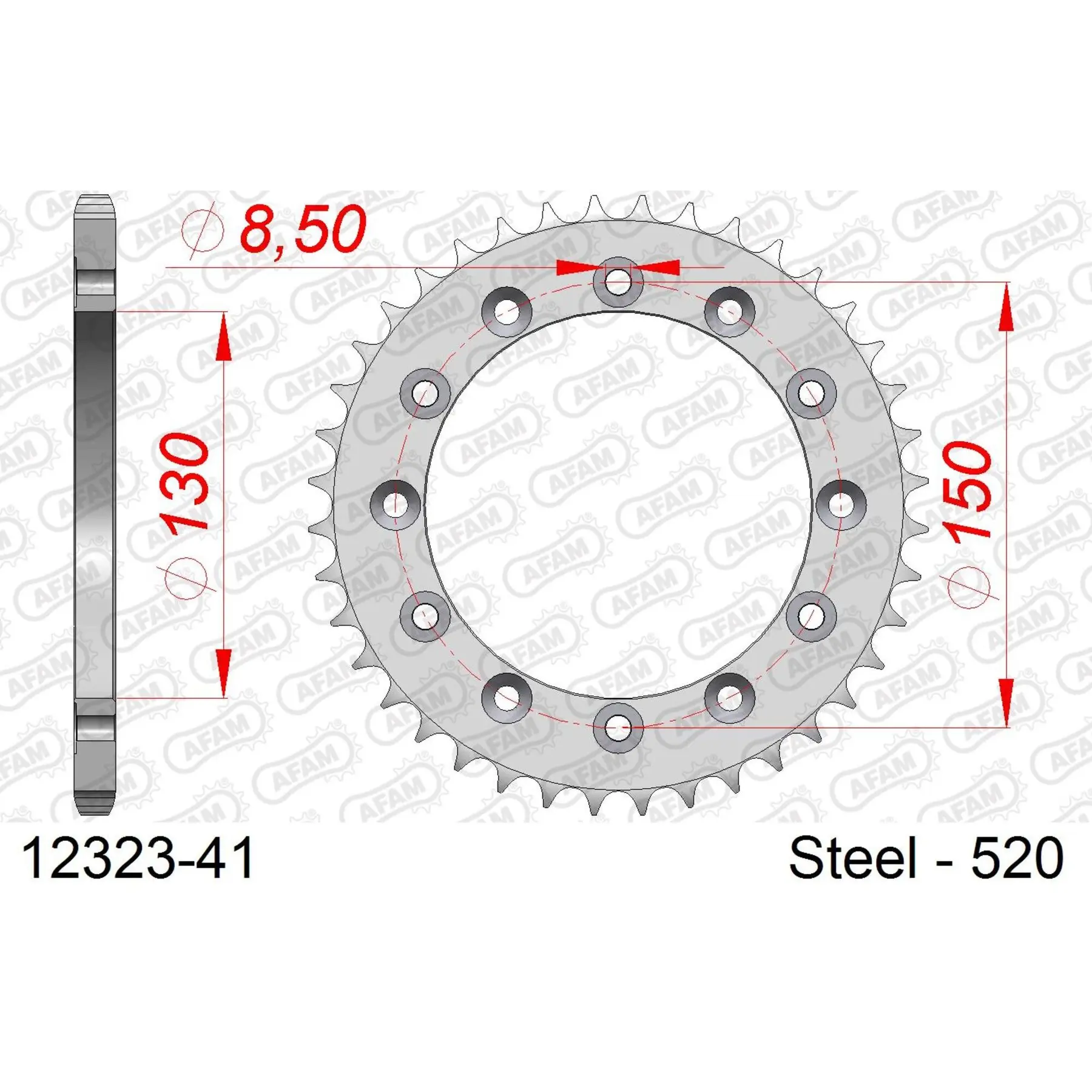Ritzel aus Stahl Afam 520 41 dents