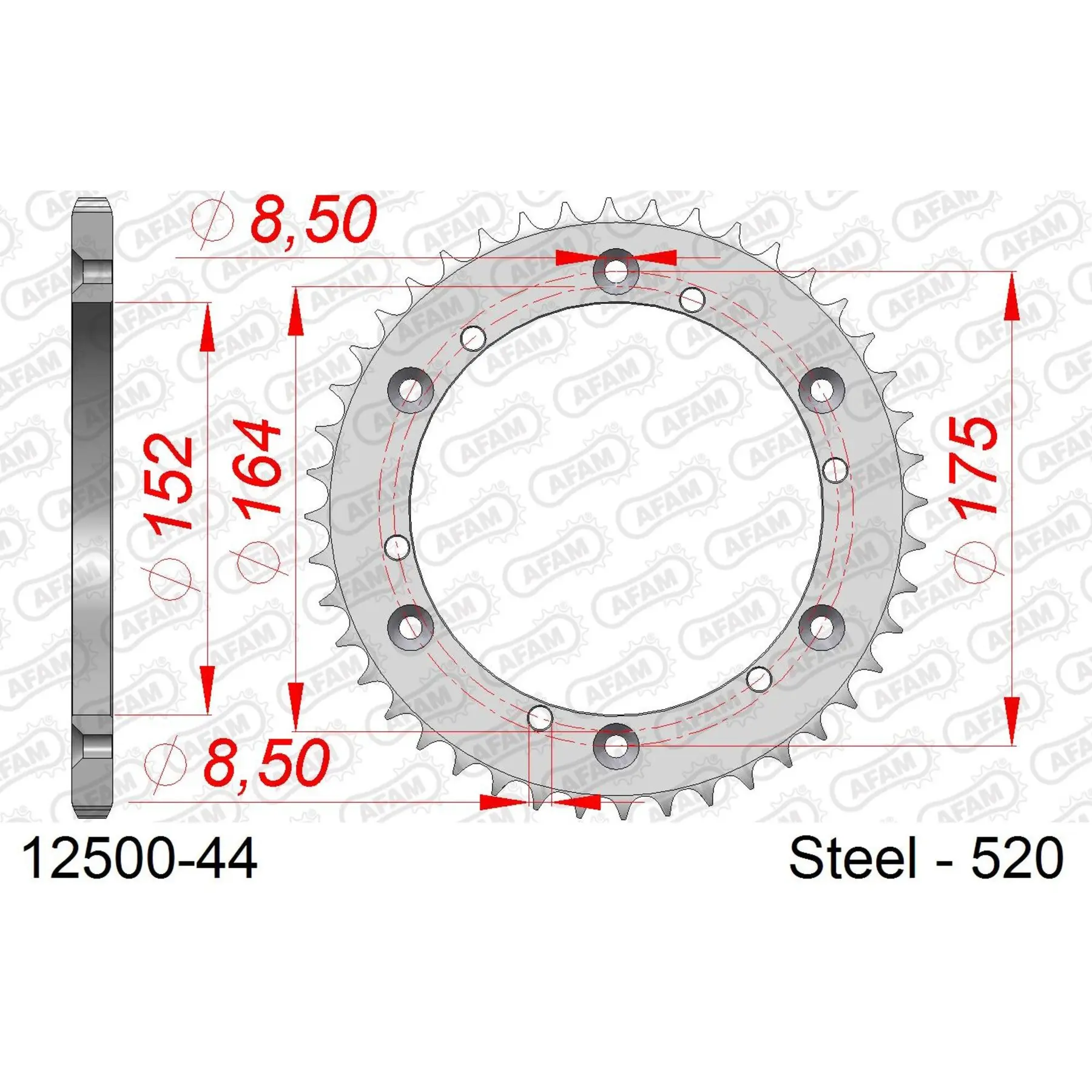 Ritzel aus Stahl Afam 520 44 dents