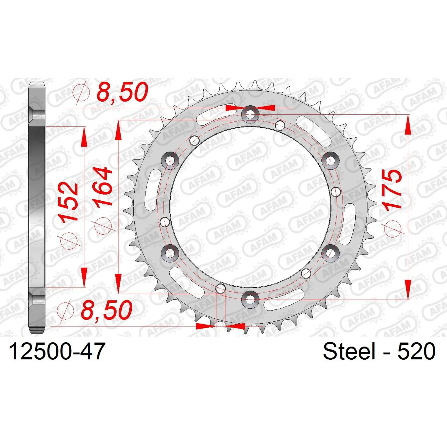 Ritzel aus Stahl Afam 520 47 dents