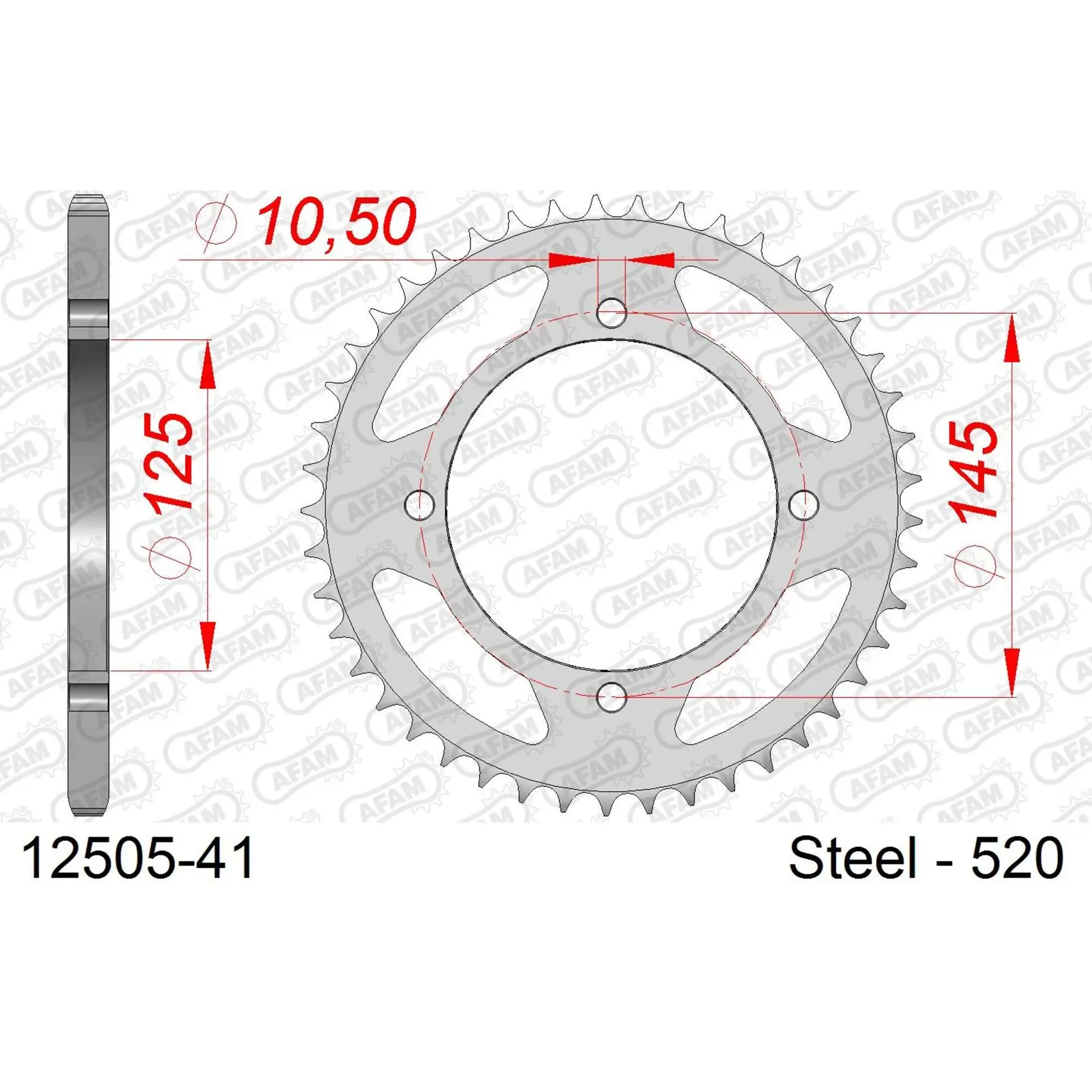 Ritzel aus Stahl Afam 520 41 dents