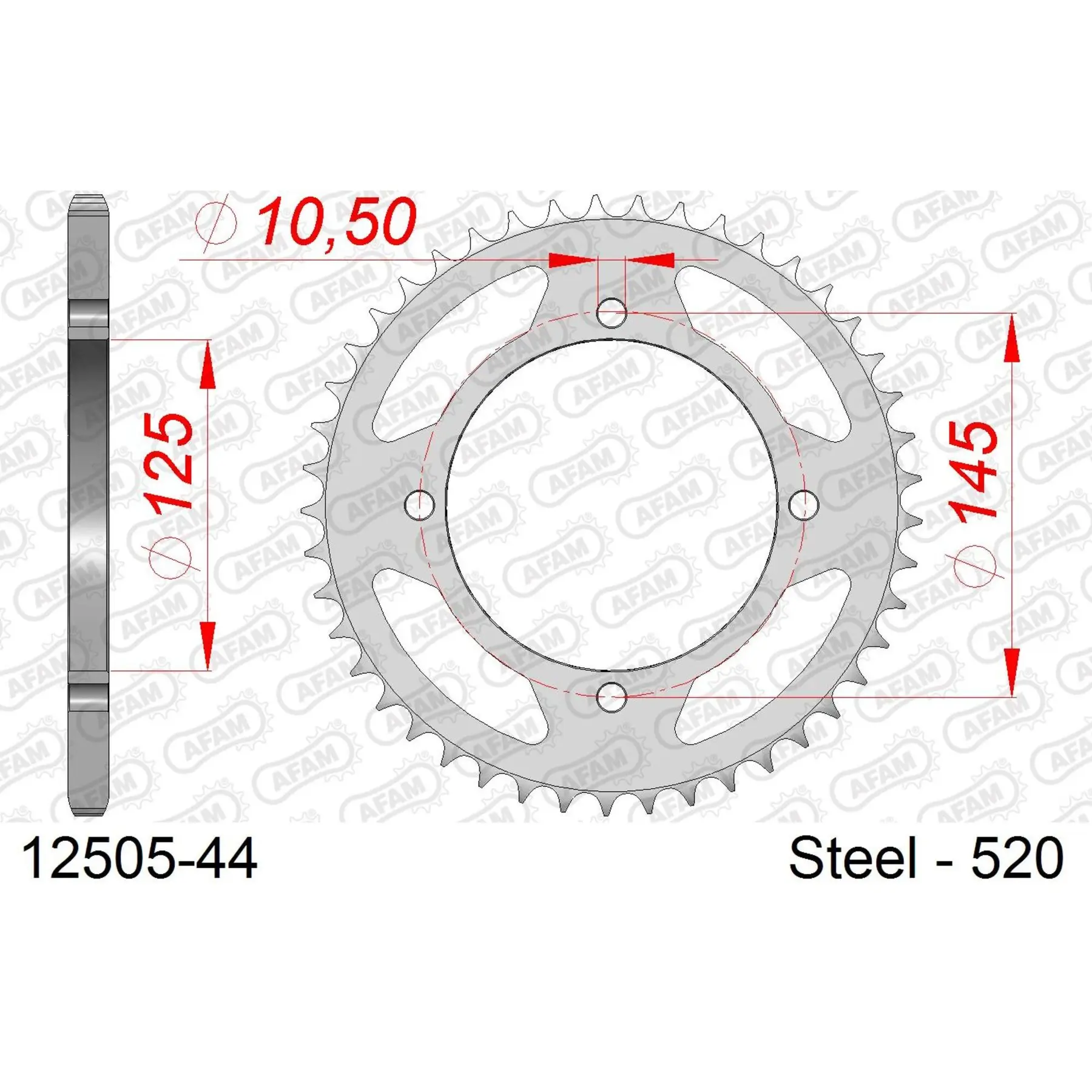 Ritzel aus Stahl Afam 520 44 dents