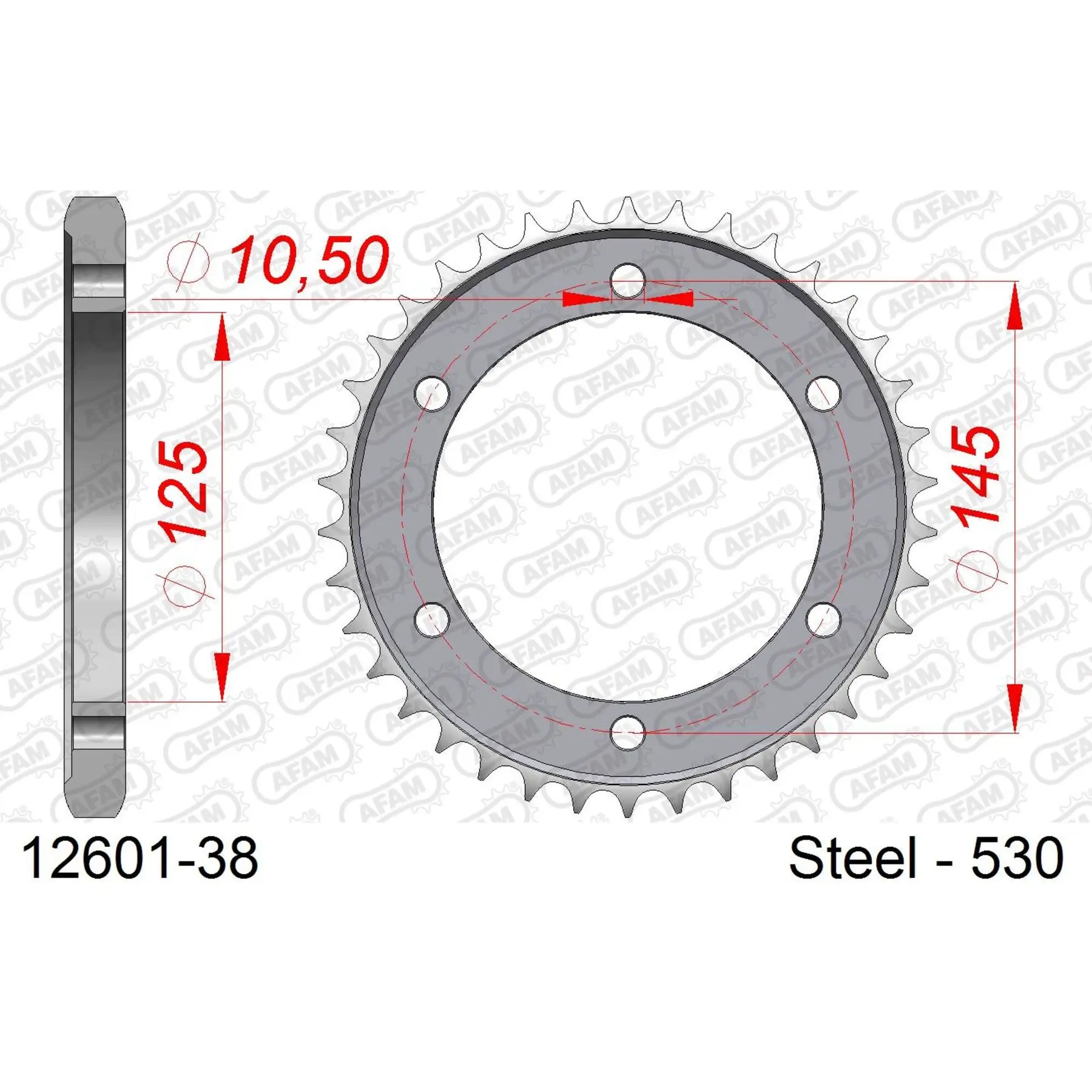 Ritzel aus Stahl Afam 530 38 dents
