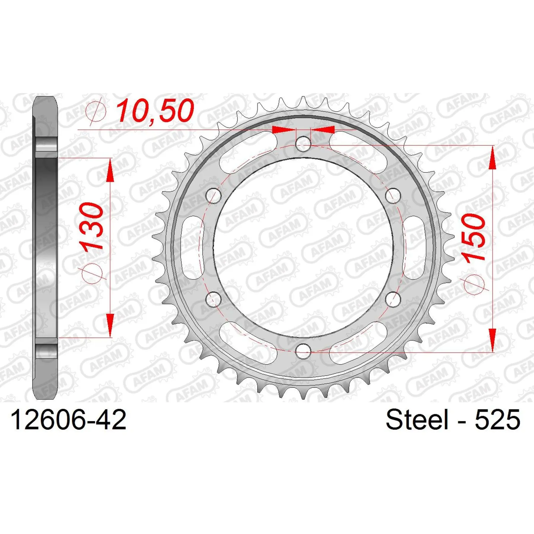 Ritzel aus Stahl Afam 525 42 dents