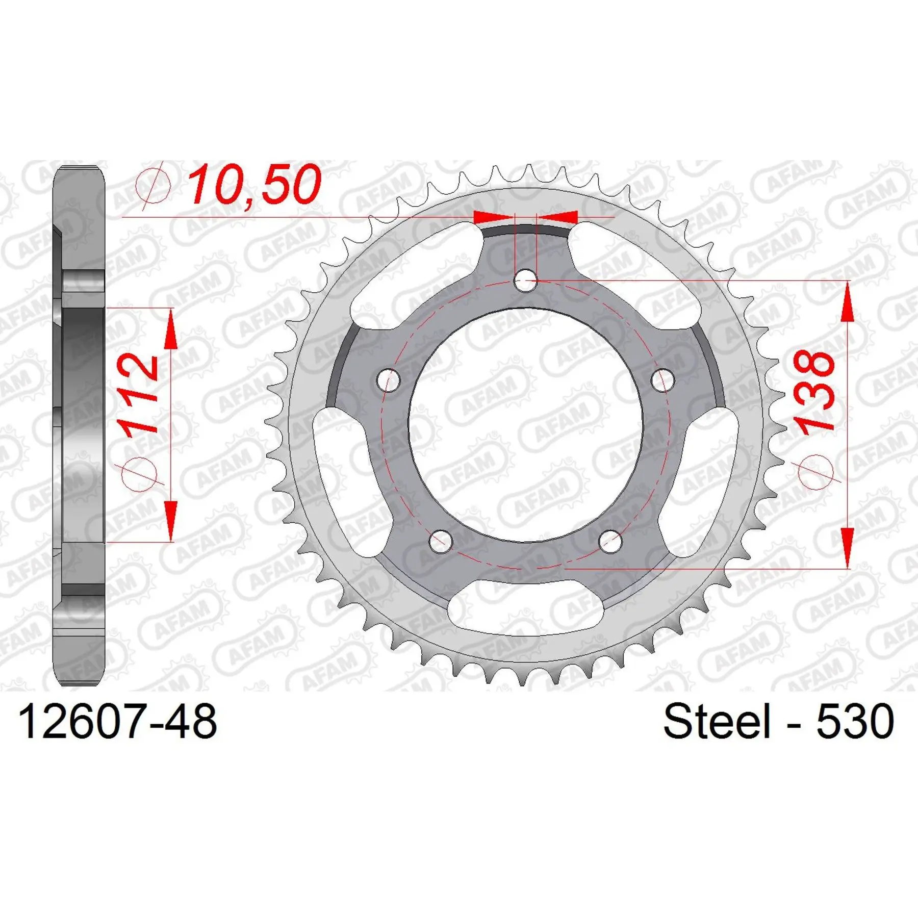 Ritzel aus Stahl Afam 530 48 dents