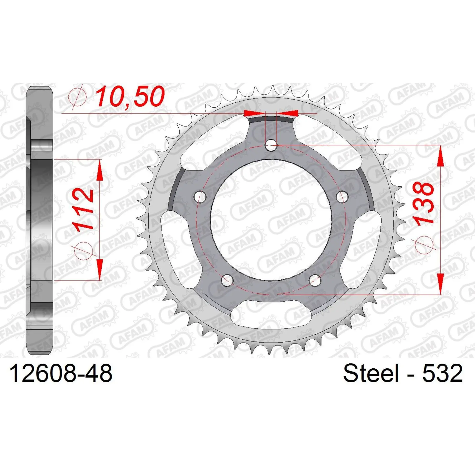 Ritzel aus Stahl Afam 532 48 dents