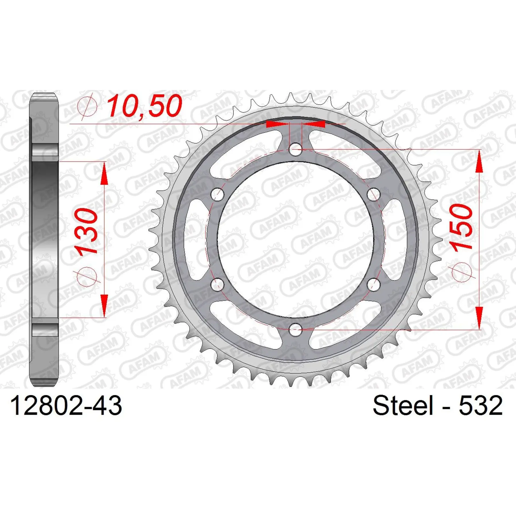 Ritzel aus Stahl Afam 532 43 dents