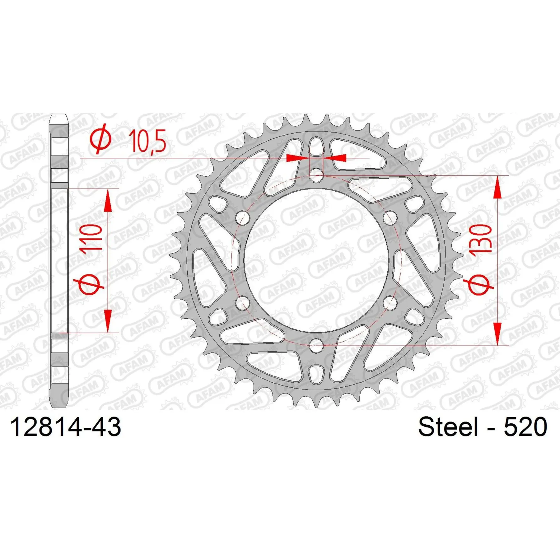 Ritzel aus Stahl Afam 520 43 dents