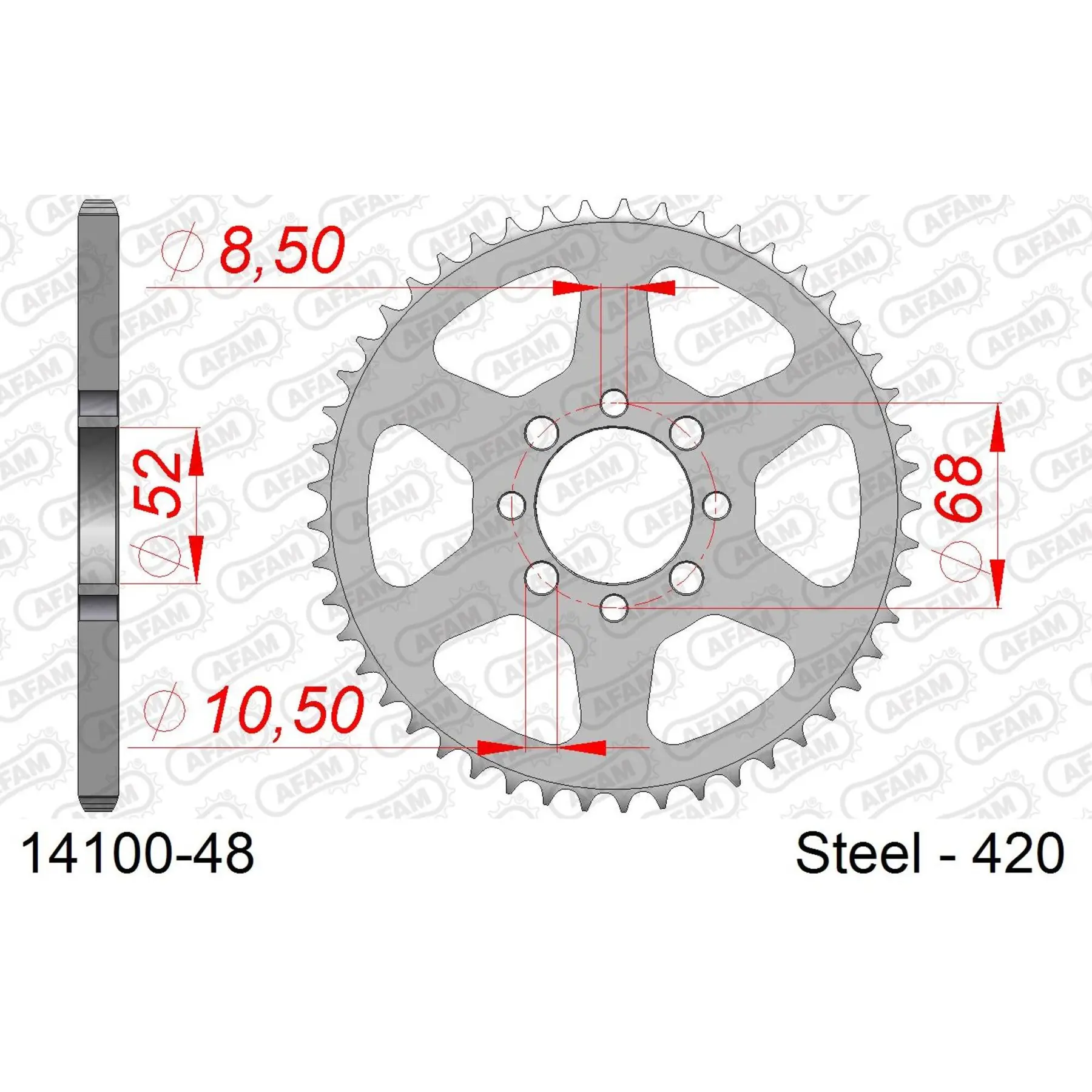 Ritzel aus Stahl Afam 420 48 dents