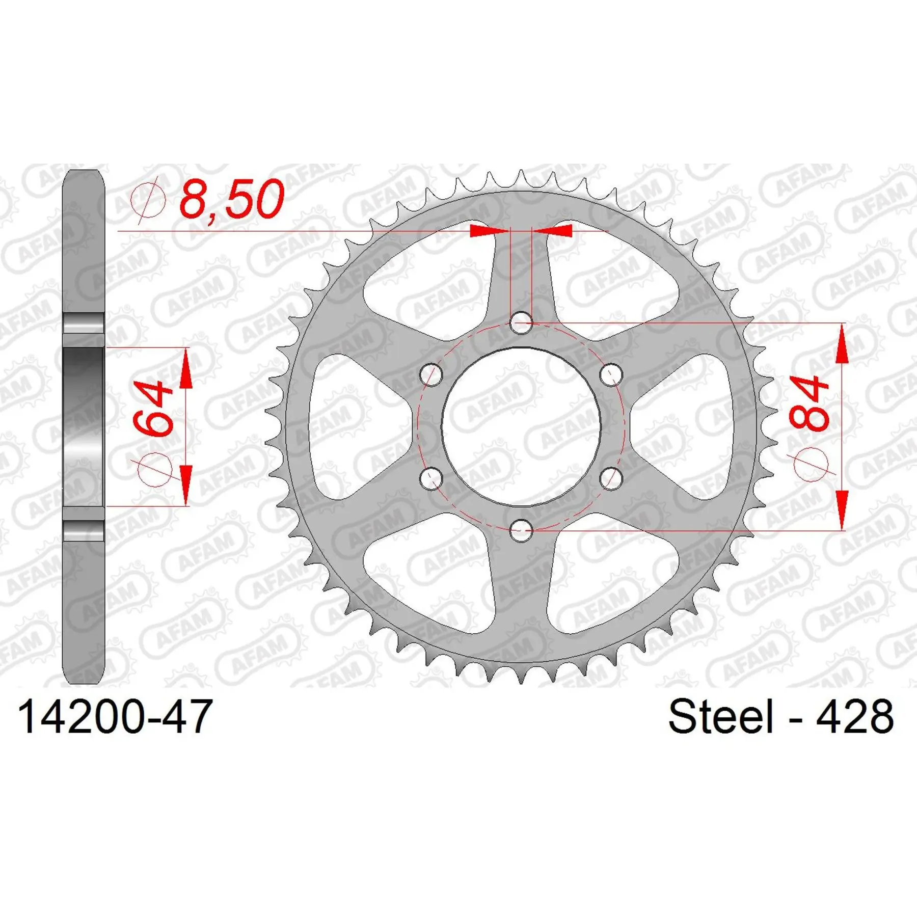 Ritzel aus Stahl Afam 428 47 dents