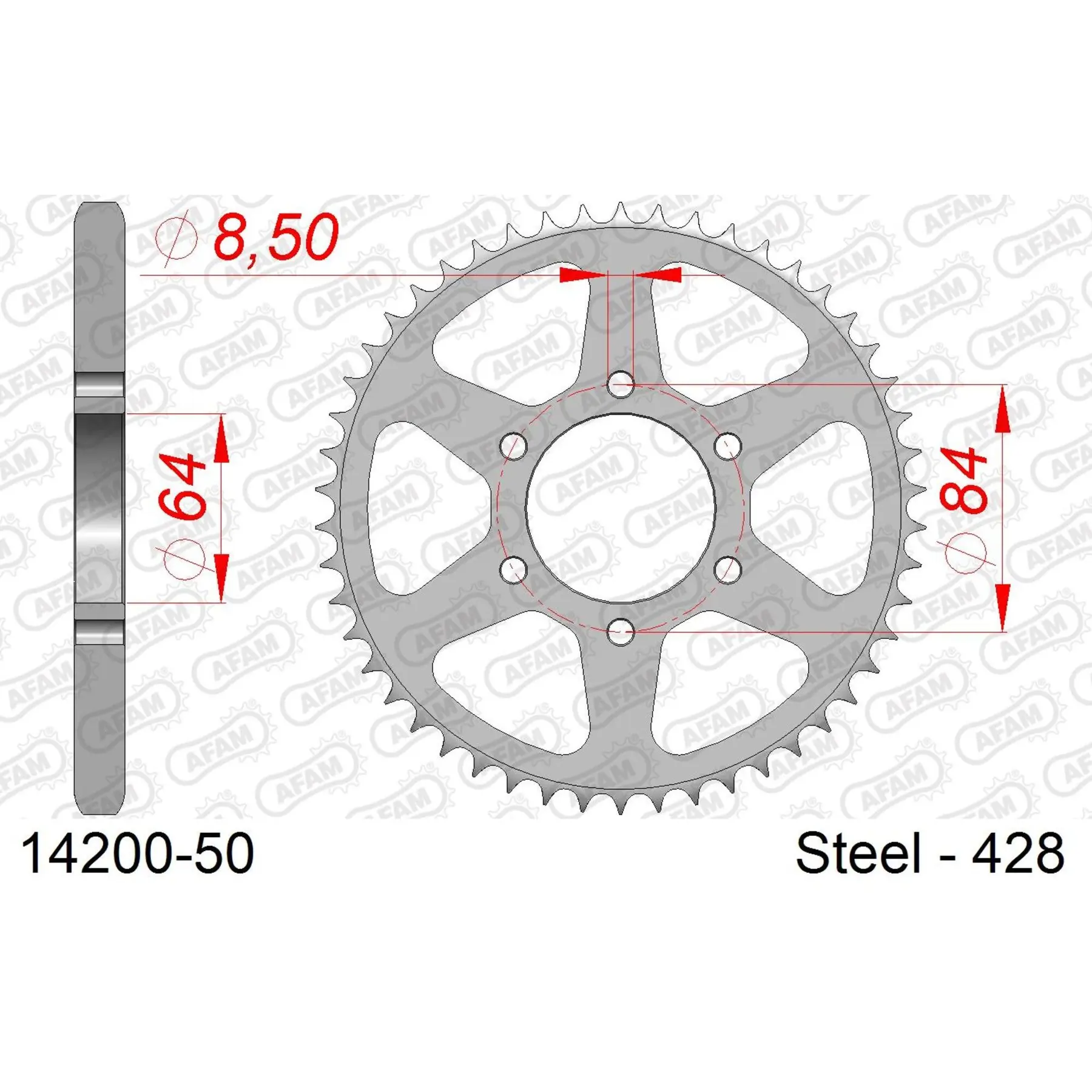 Ritzel aus Stahl Afam 428 50 dents