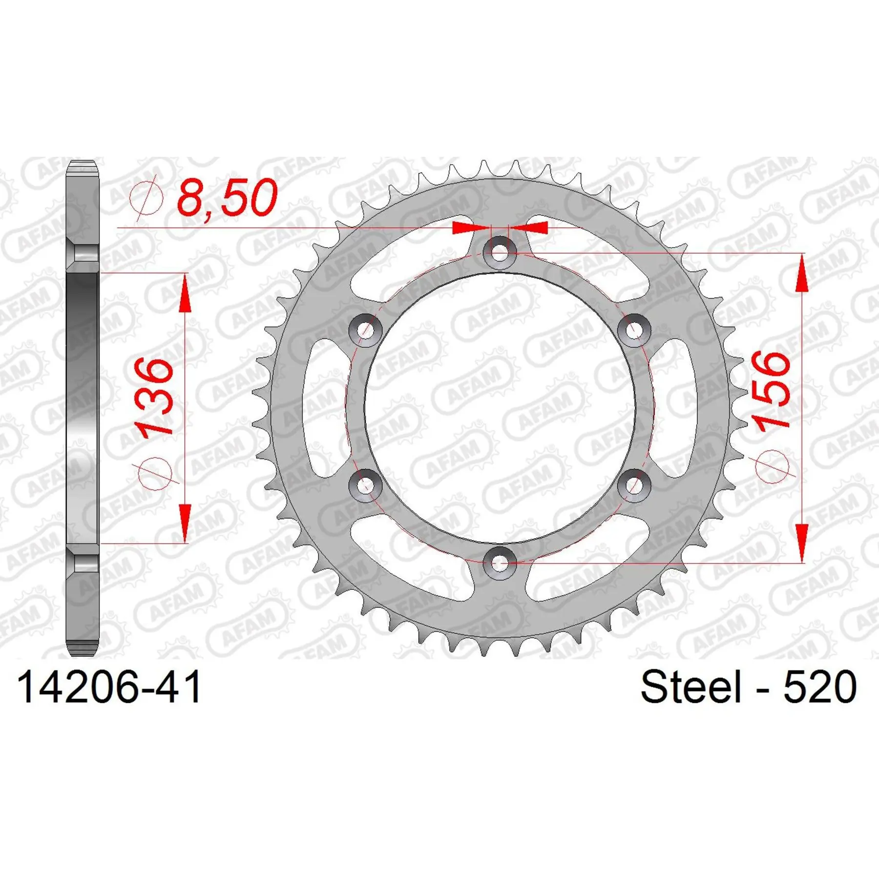 Ritzel aus Stahl Afam 520 41 dents