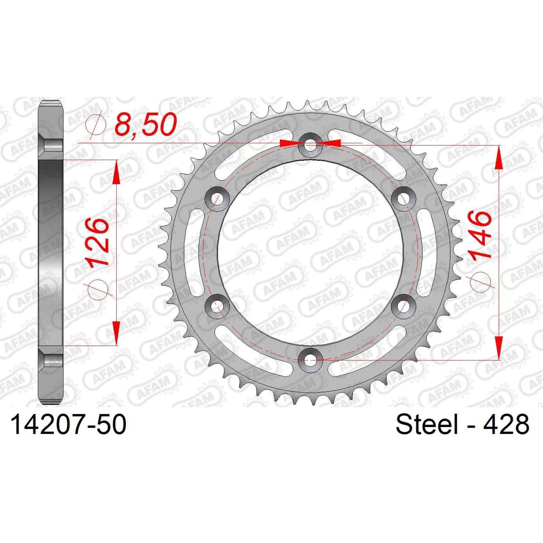 Ritzel aus Stahl Afam 428 50 dents
