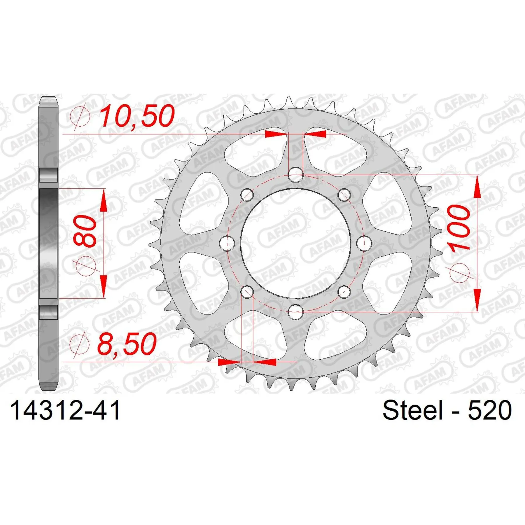 Ritzel aus Stahl Afam 520 41 dents
