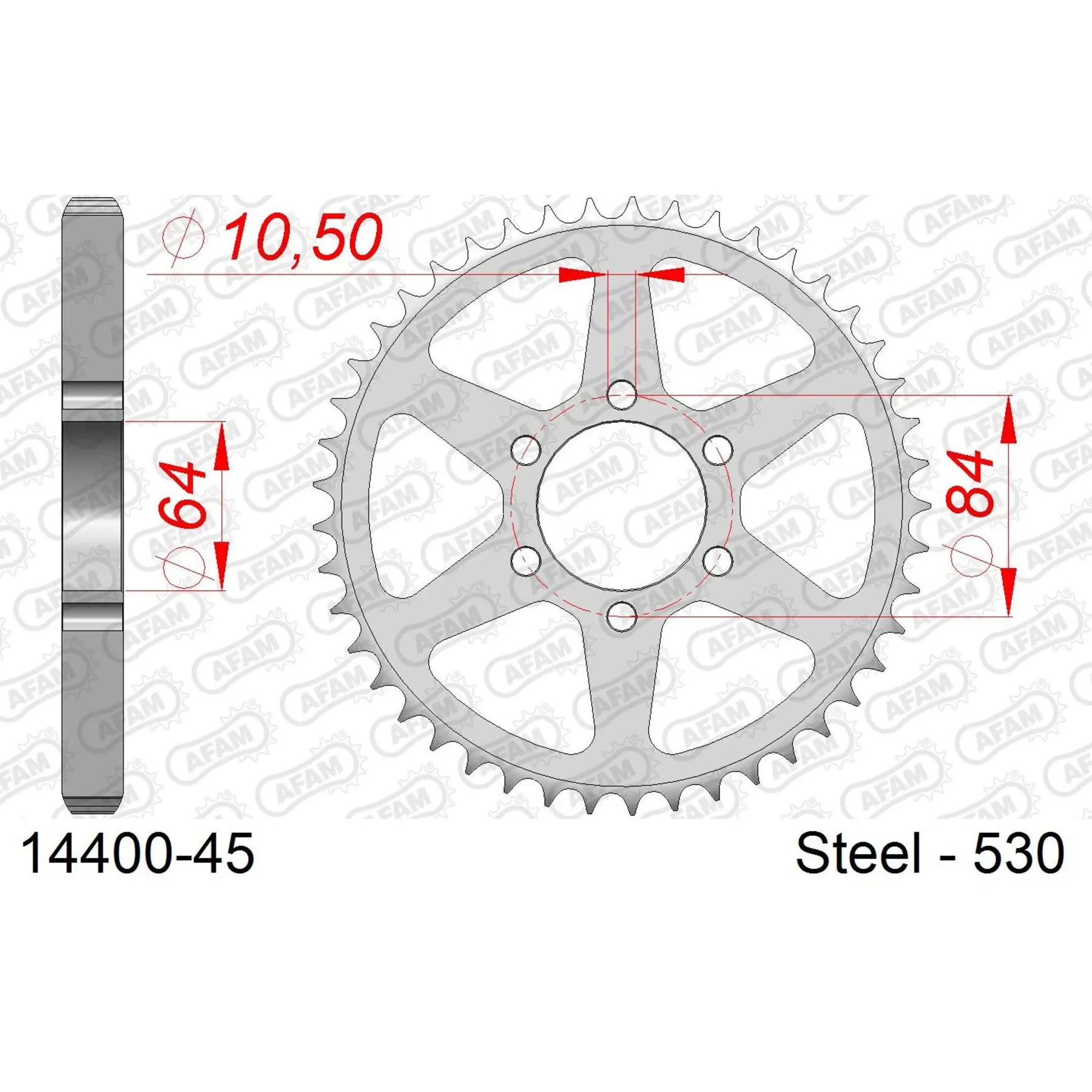 Ritzel aus Stahl Afam 530 45 dents