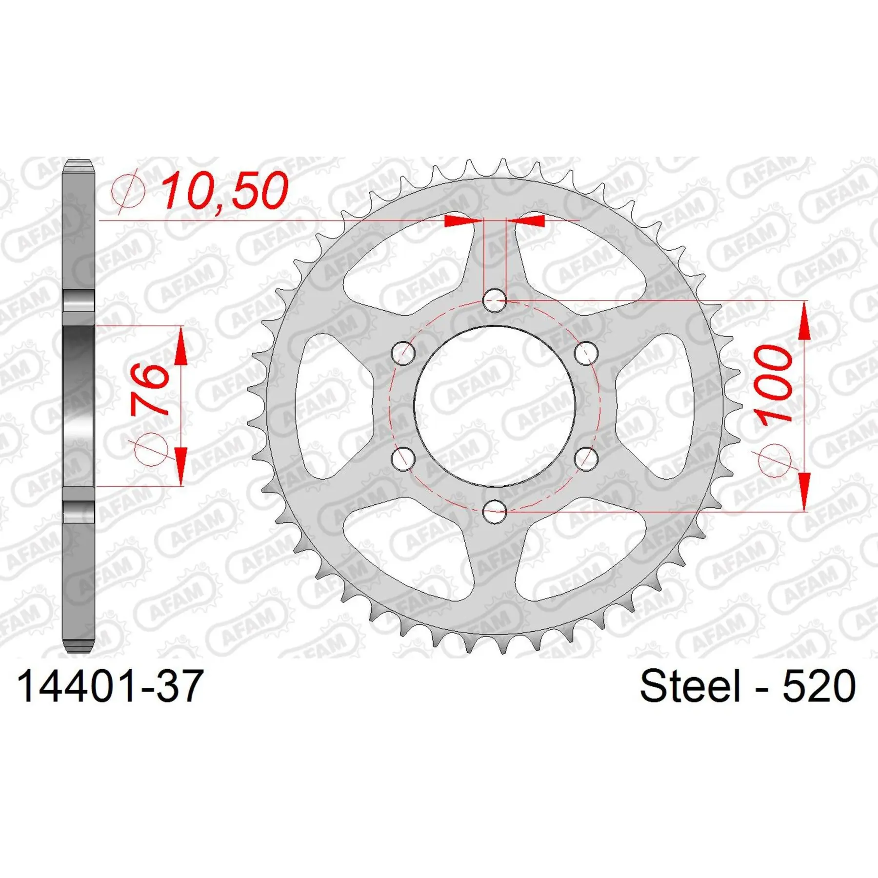 Ritzel aus Stahl Afam 530 37 dents