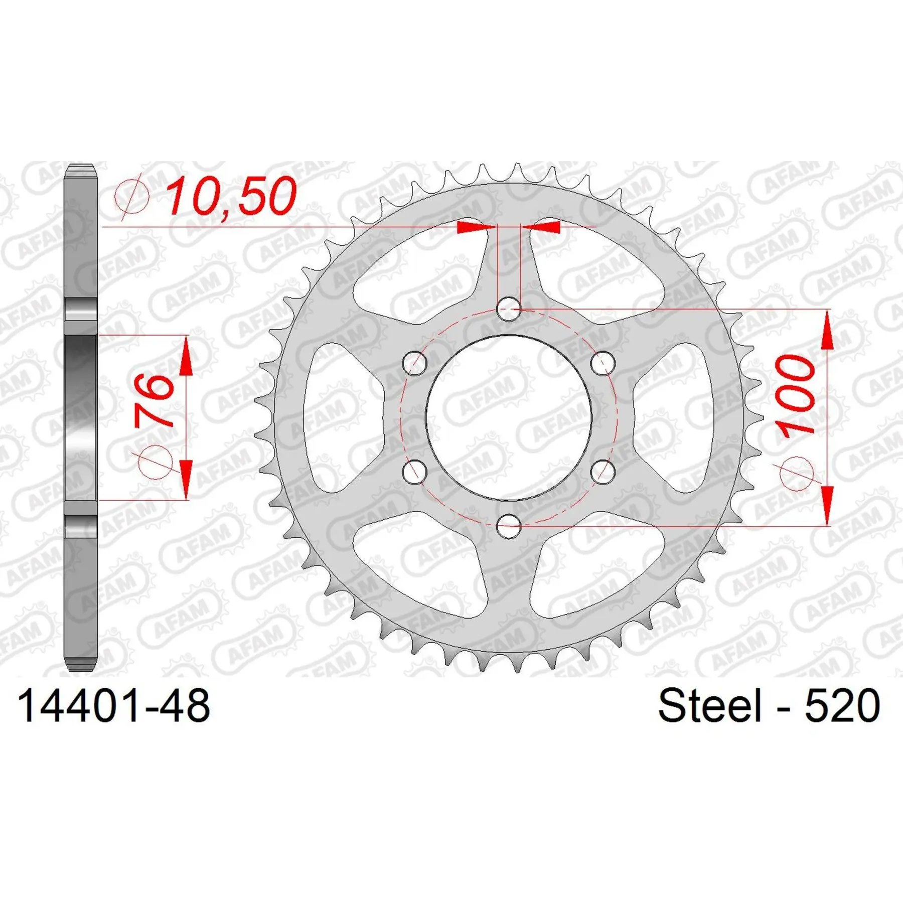 Ritzel aus Stahl Afam 520 48 dents