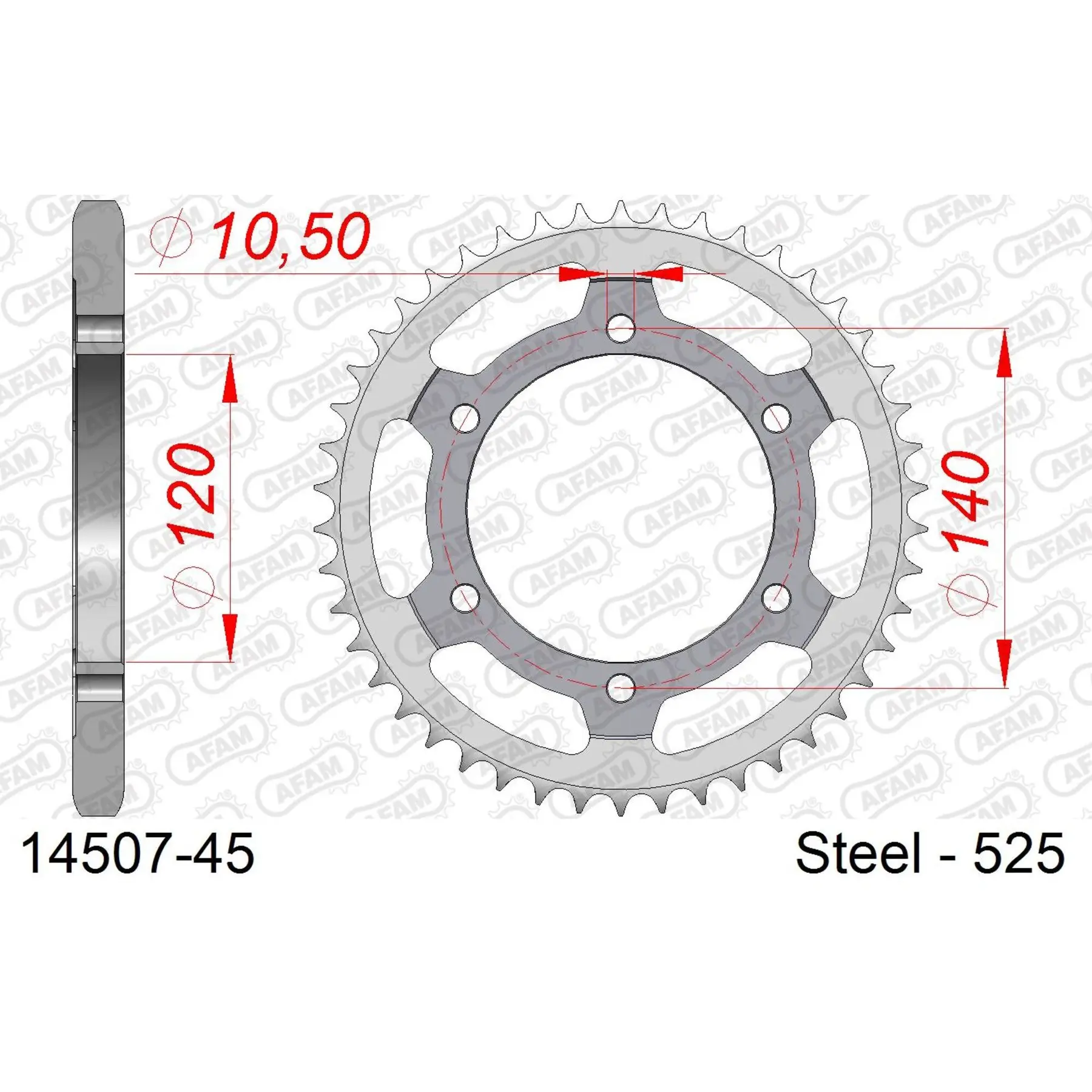 Ritzel aus Stahl Afam 525 45 dents