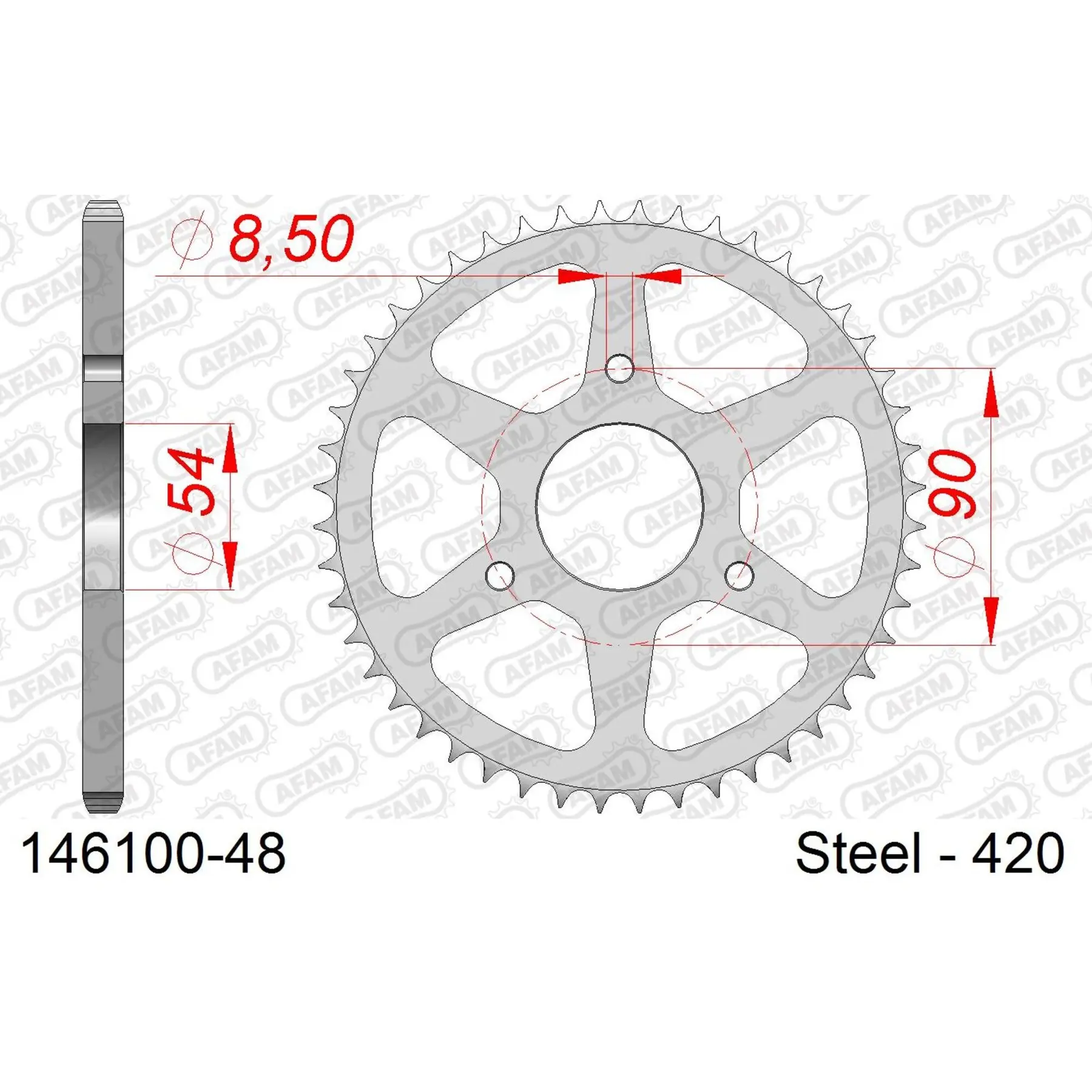 Ritzel aus Stahl Afam 420 48 dents